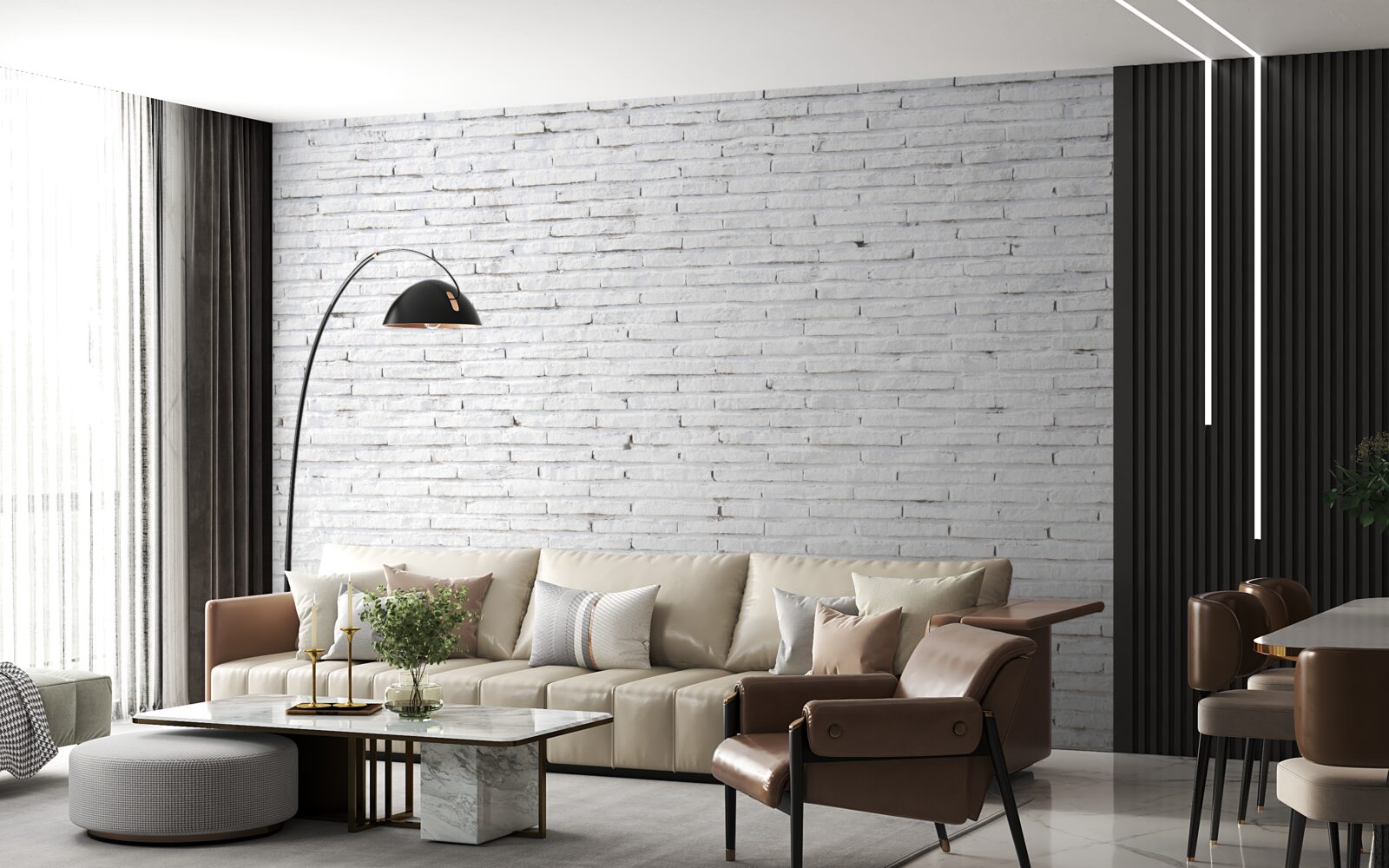 Fototapet Peretele este din cărămidă, cu un alb perfect