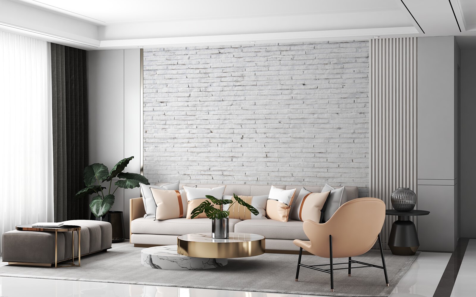 Fototapet Peretele este din cărămidă, cu un alb perfect