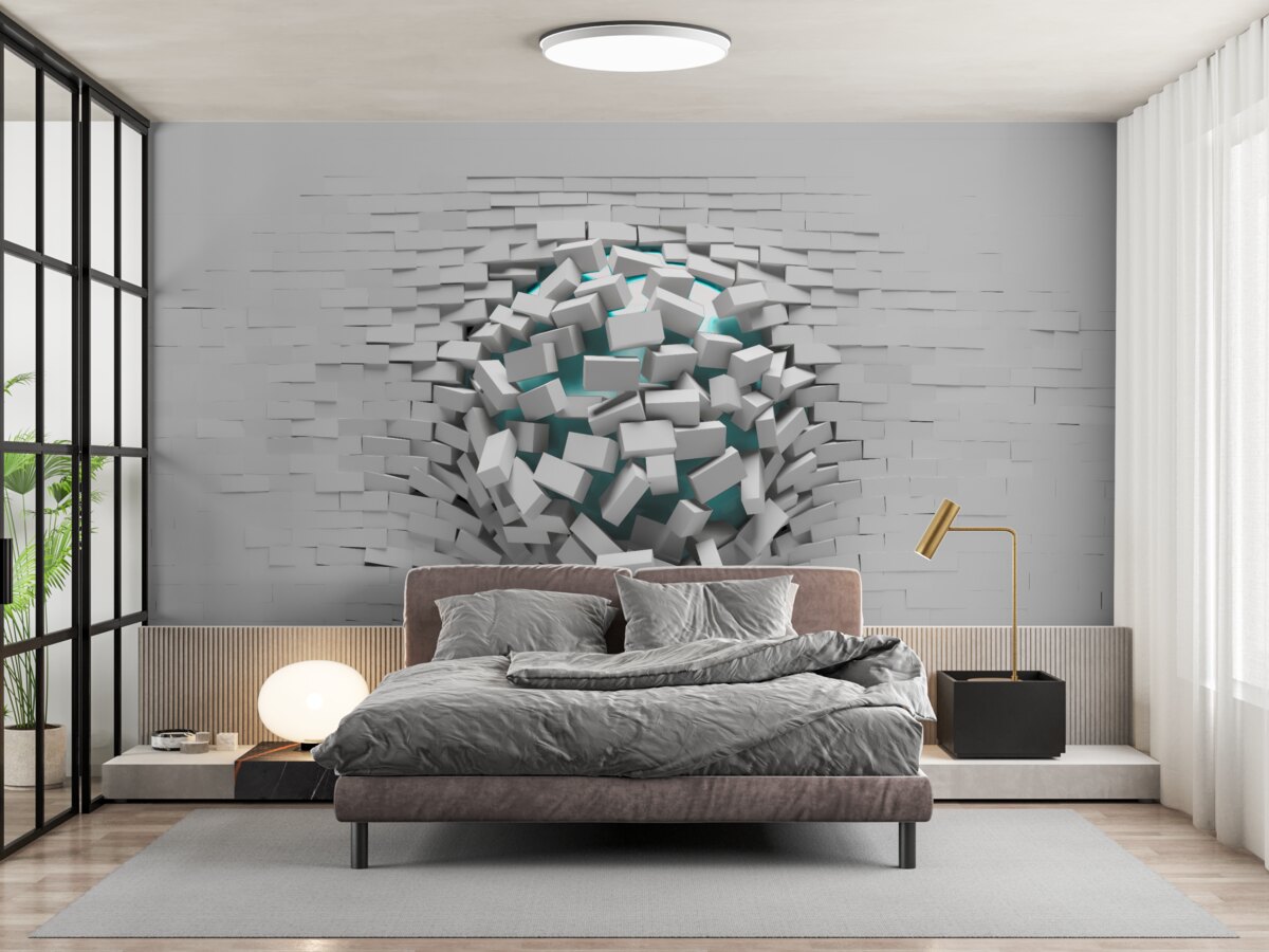 Fototapet gaură colosală într-un zid de cărămidă