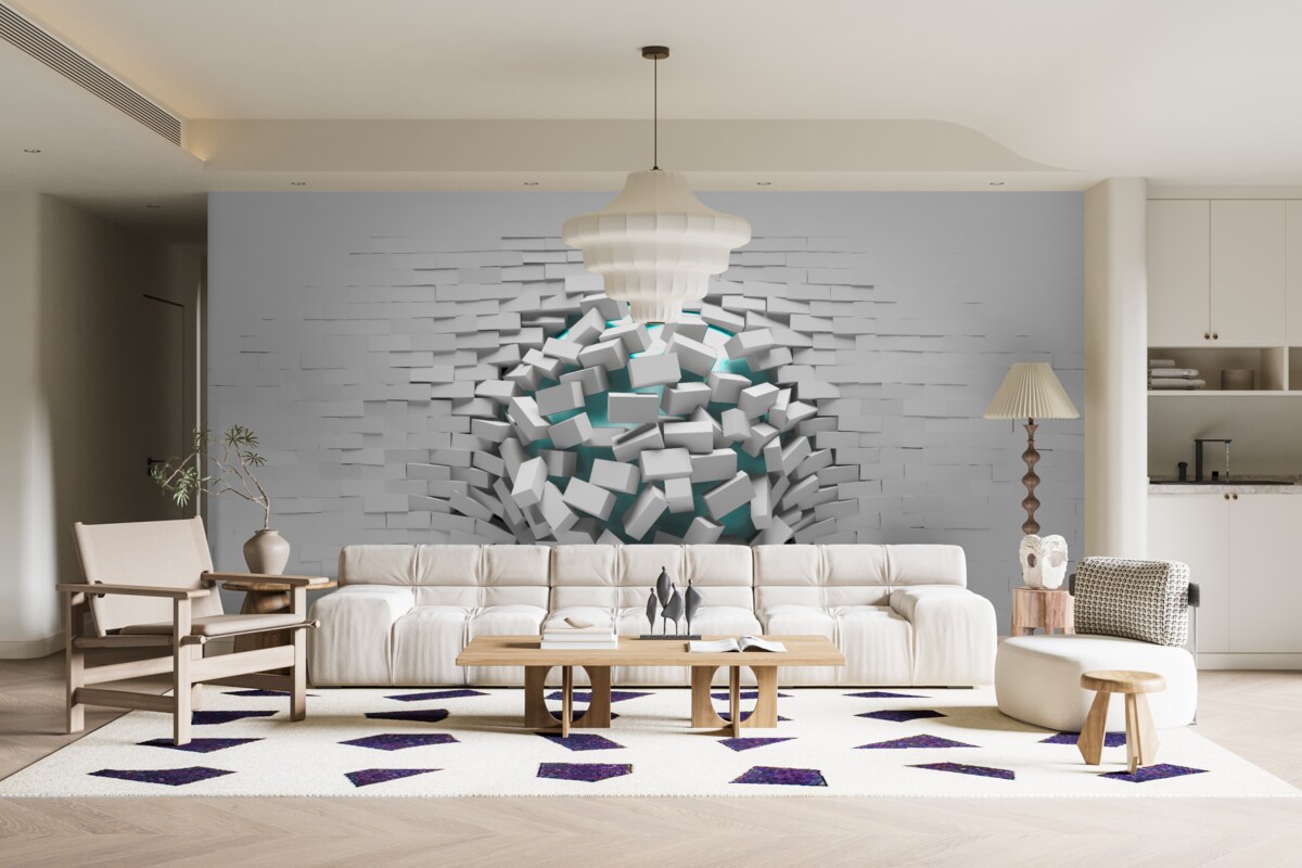 Fototapet gaură colosală într-un zid de cărămidă