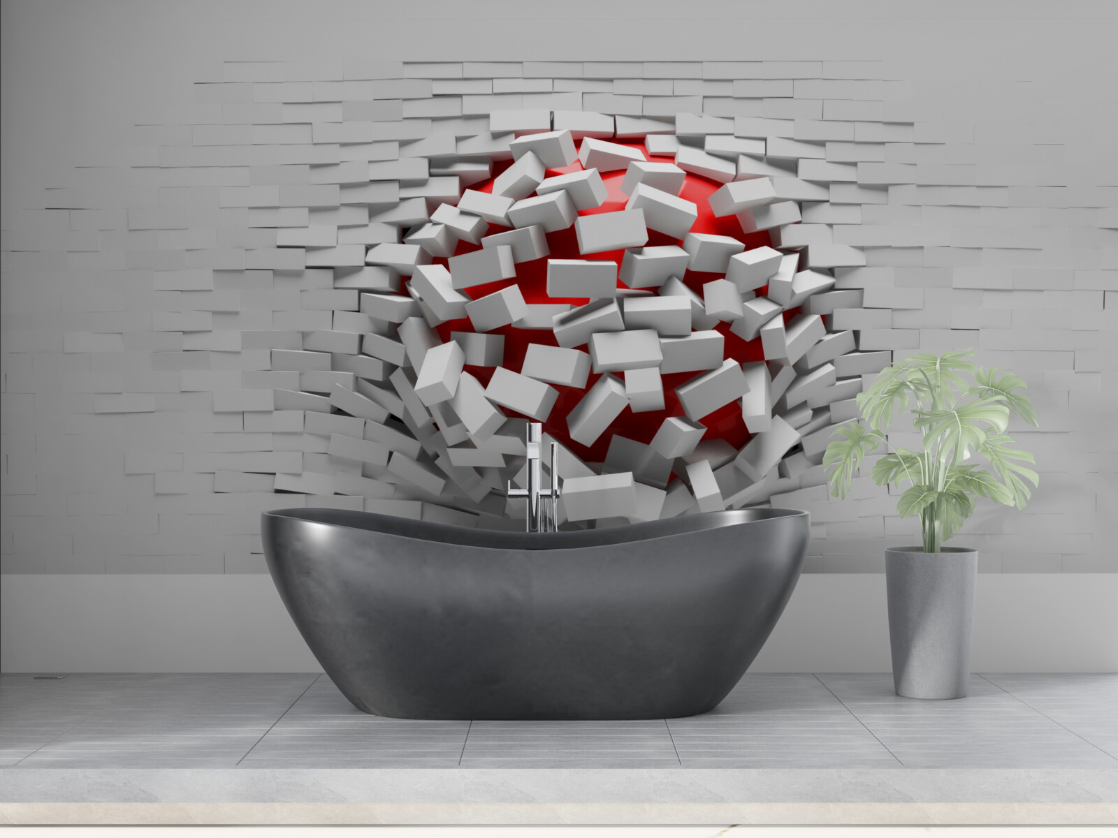 Fototapet Zidul care cade din cărămizi