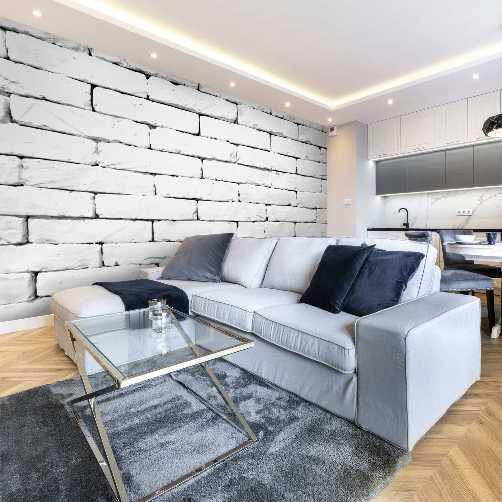 Fototapet Perete din cărămidă, realizat cu grijă în alb