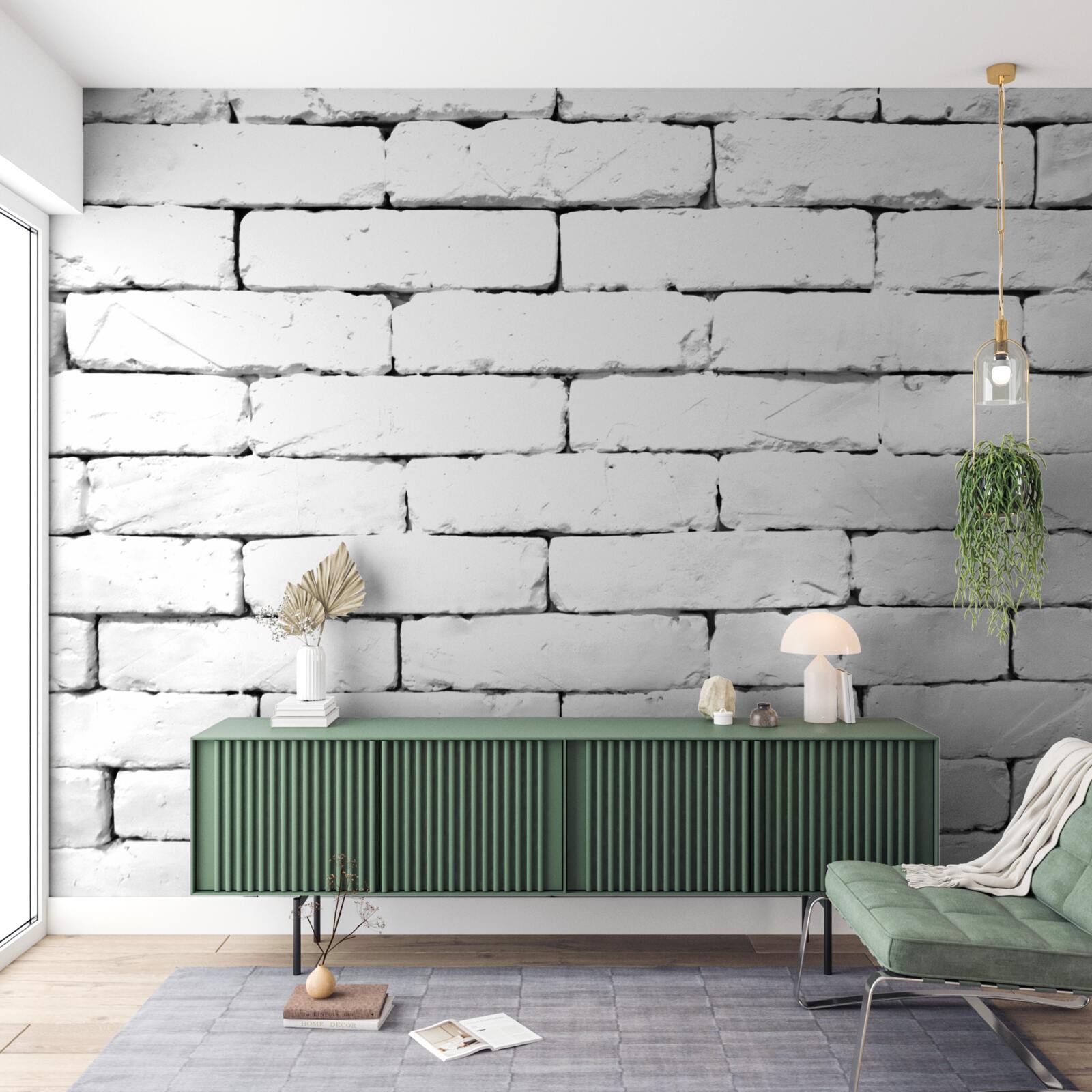 Fototapet Perete din cărămidă, realizat cu grijă în alb