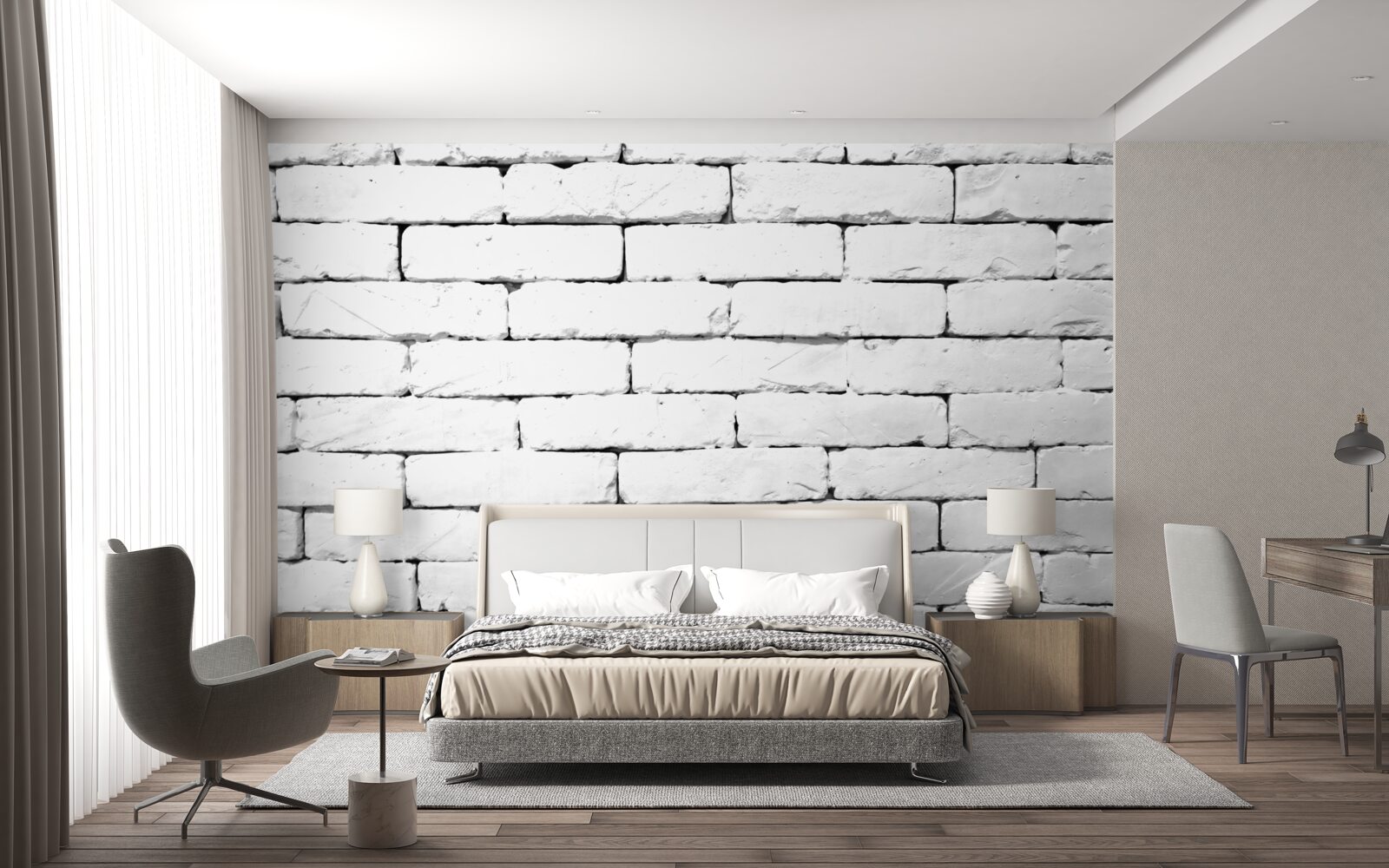 Fototapet Perete din cărămidă, realizat cu grijă în alb