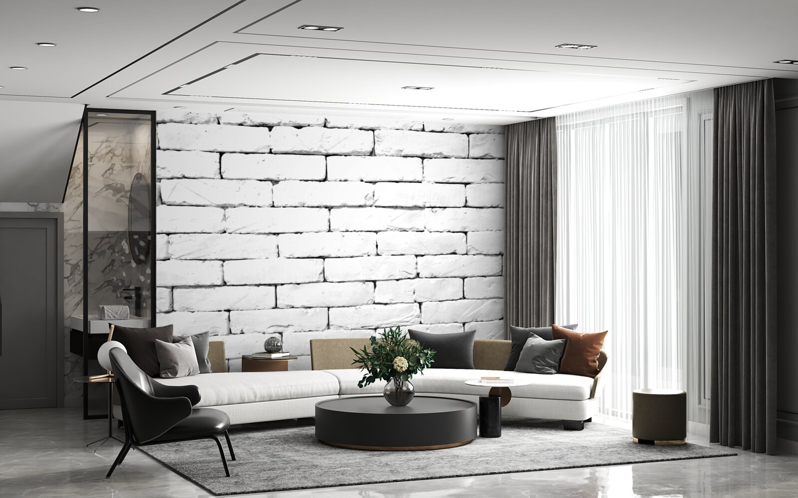 Fototapet Perete din cărămidă, realizat cu grijă în alb