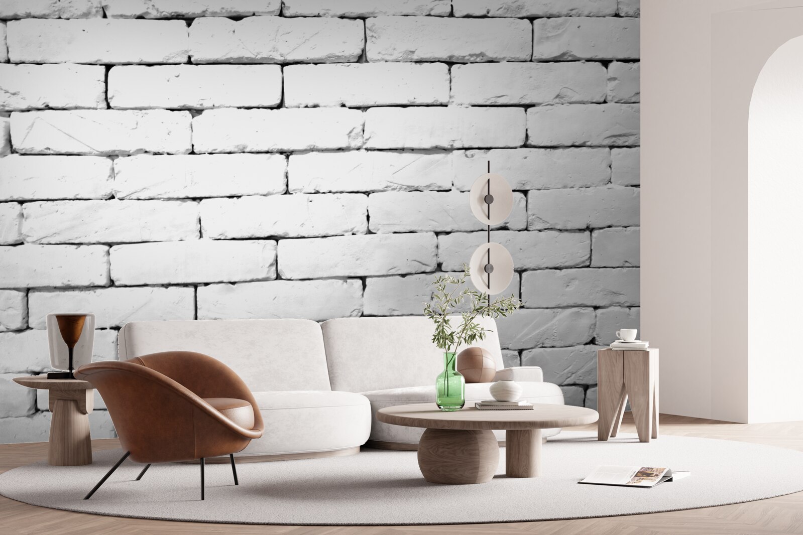 Fototapet Perete din cărămidă, realizat cu grijă în alb