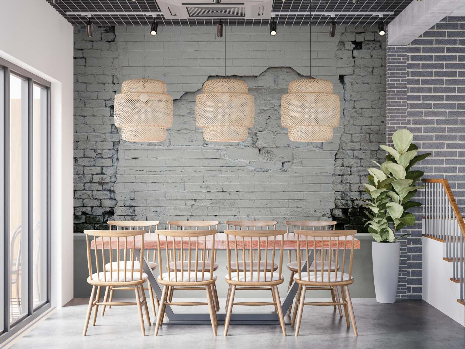 Fototapet zid antic de cărămidă albă ca zăpada