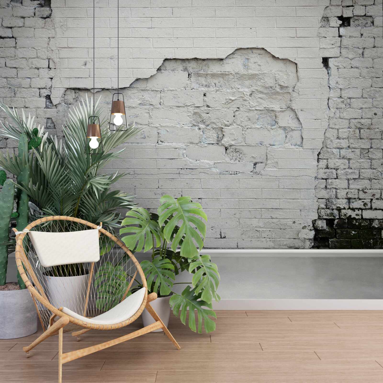 Fototapet zid antic de cărămidă albă ca zăpada