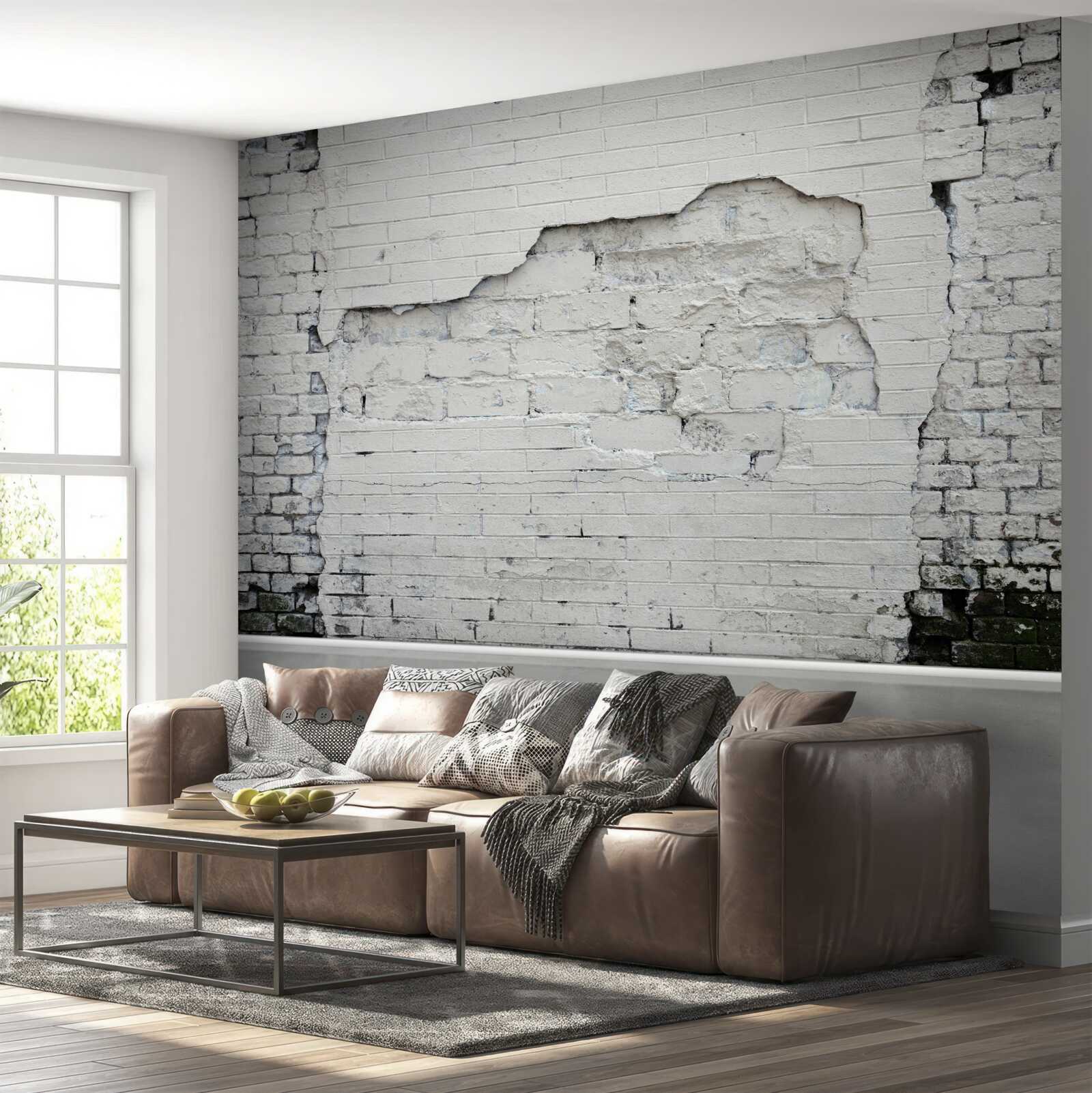 Fototapet zid antic de cărămidă albă ca zăpada