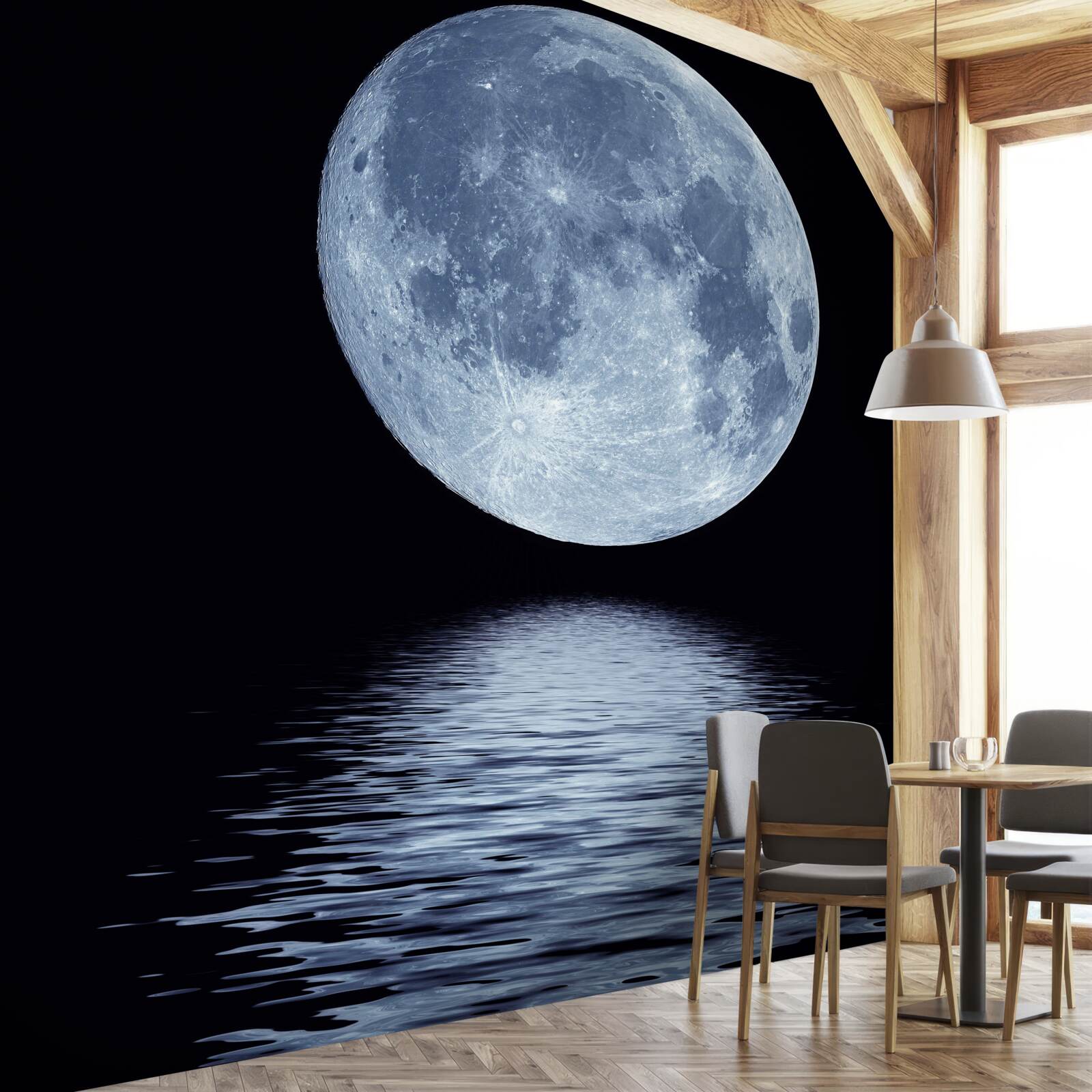 Fototapet reflexia lunii pline pe suprafața apei