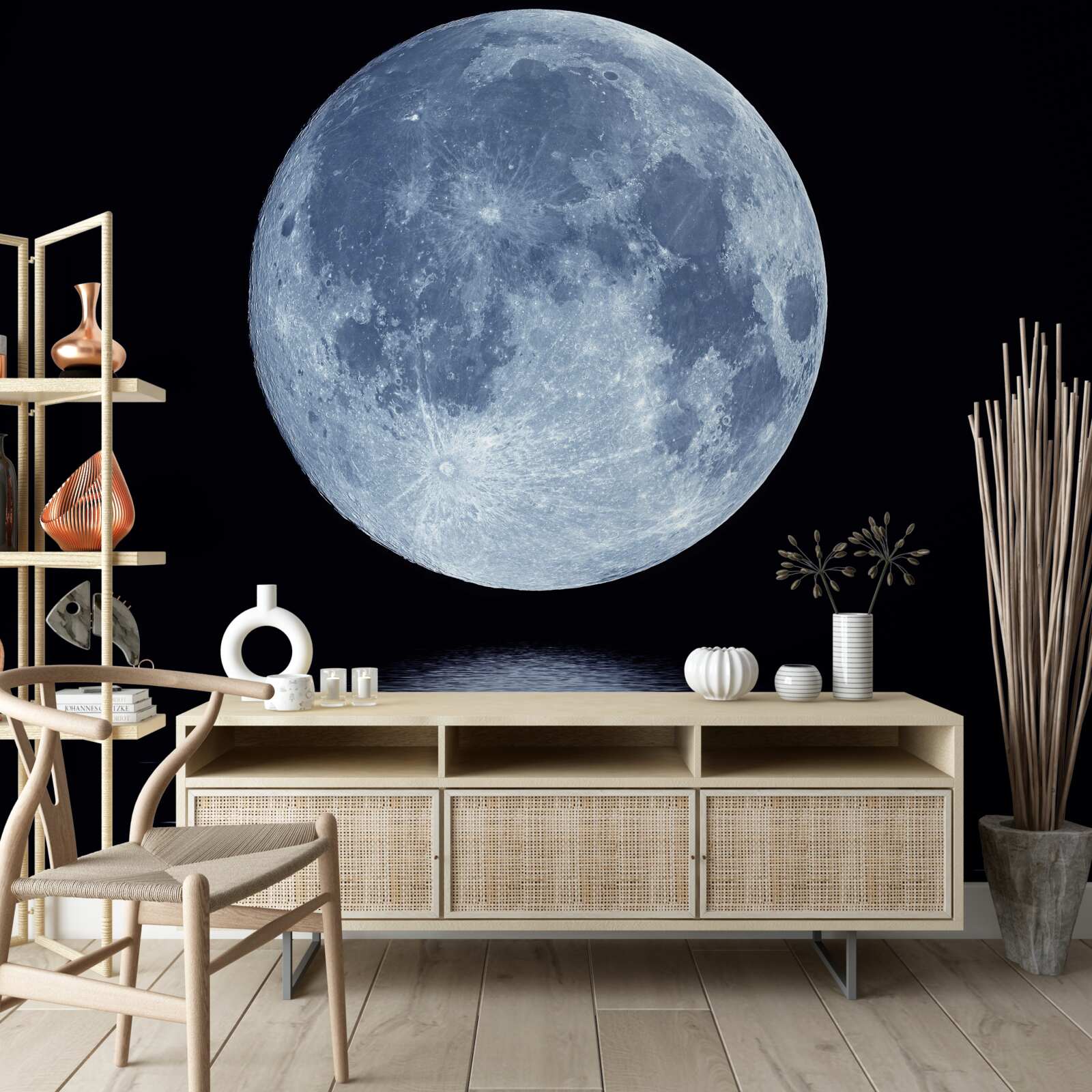 Fototapet reflexia lunii pline pe suprafața apei