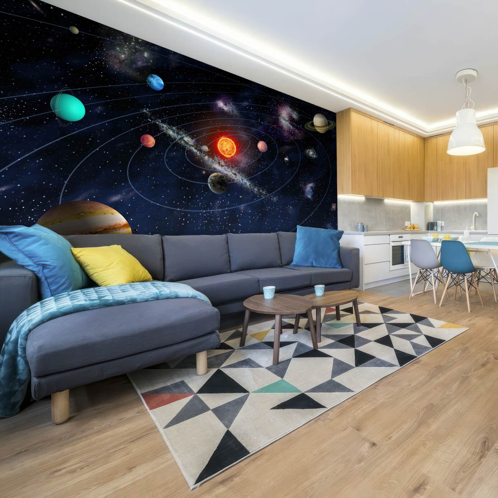 Fototapet schema planetară în spațiu