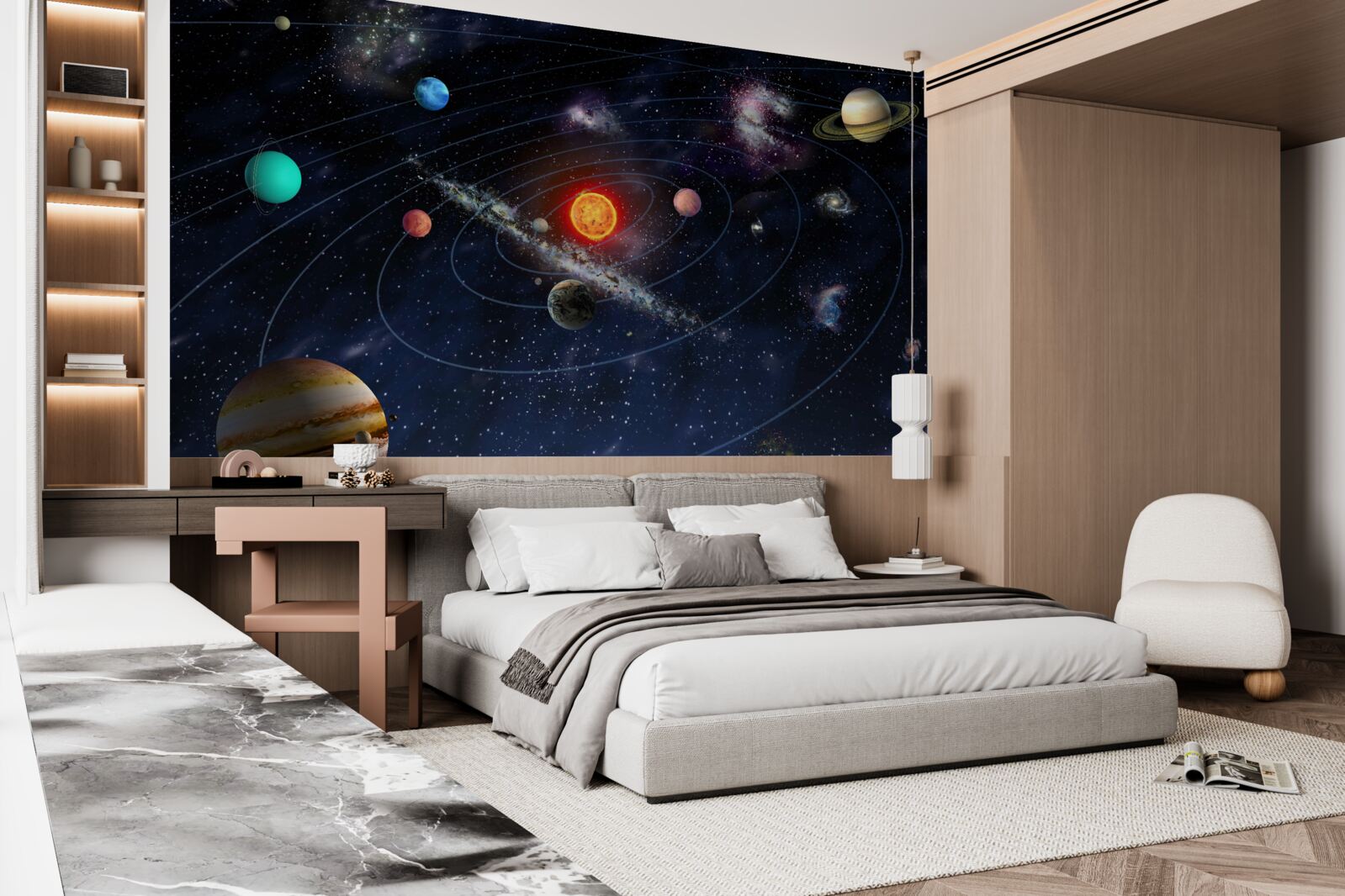 Fototapet schema planetară în spațiu