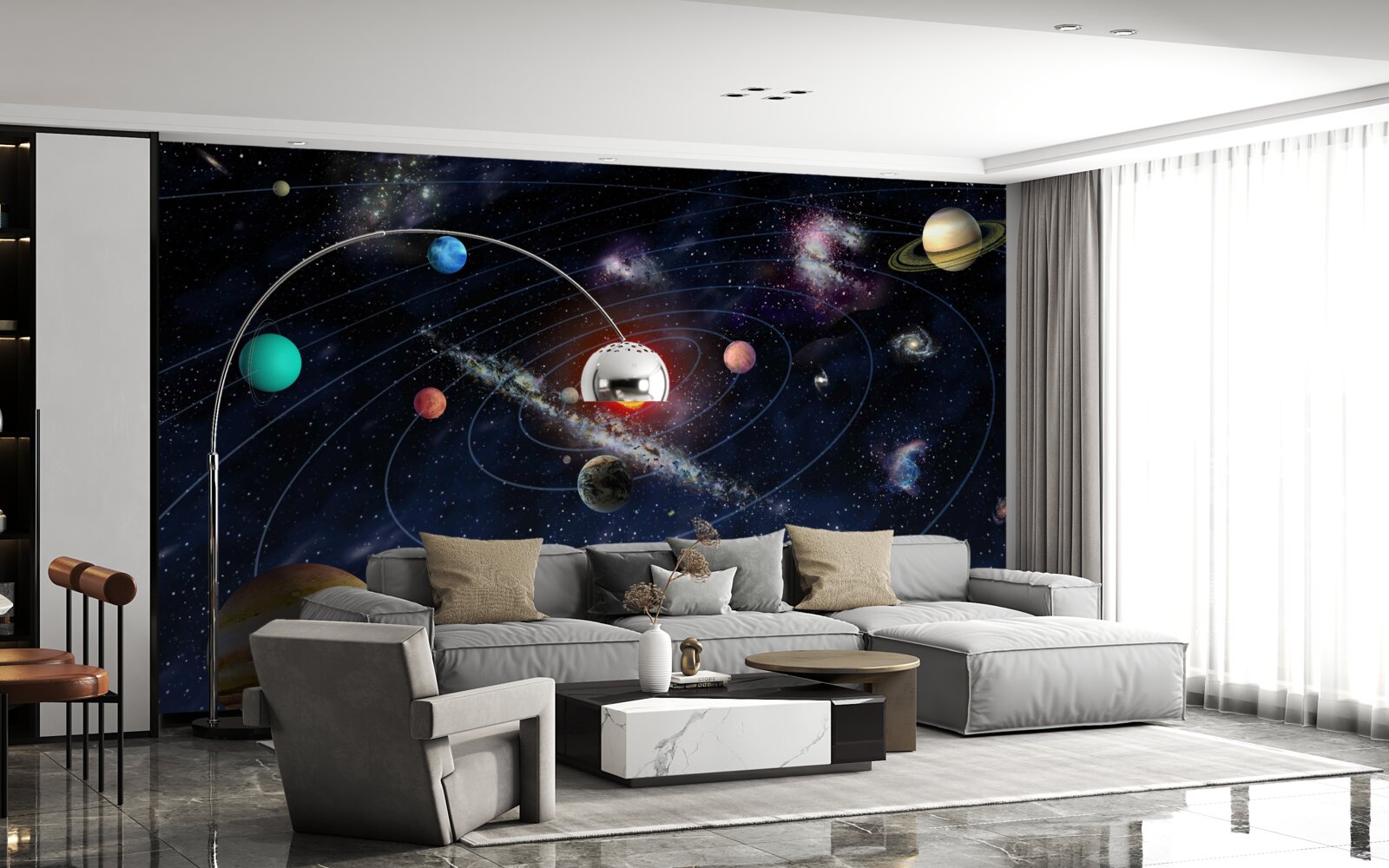 Fototapet schema planetară în spațiu