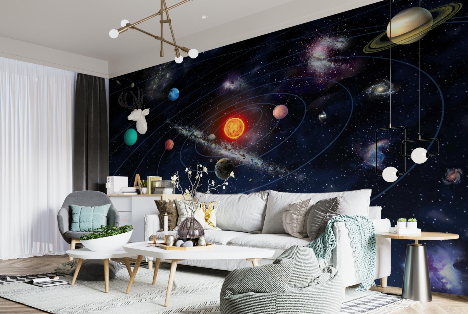 Fototapet schema planetară în spațiu