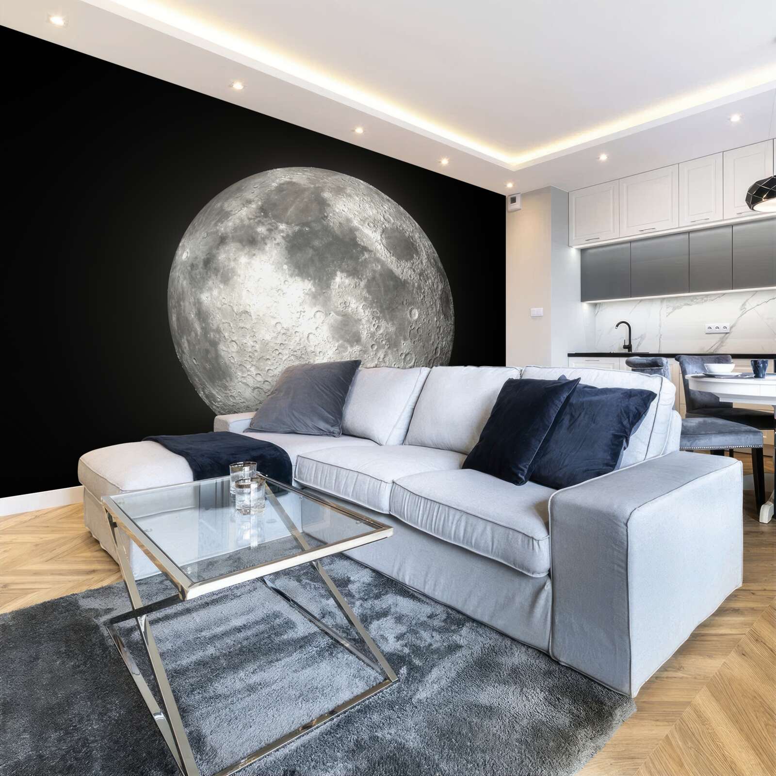 Fototapet fundalul negru este decorat cu o lună plină de neegalat