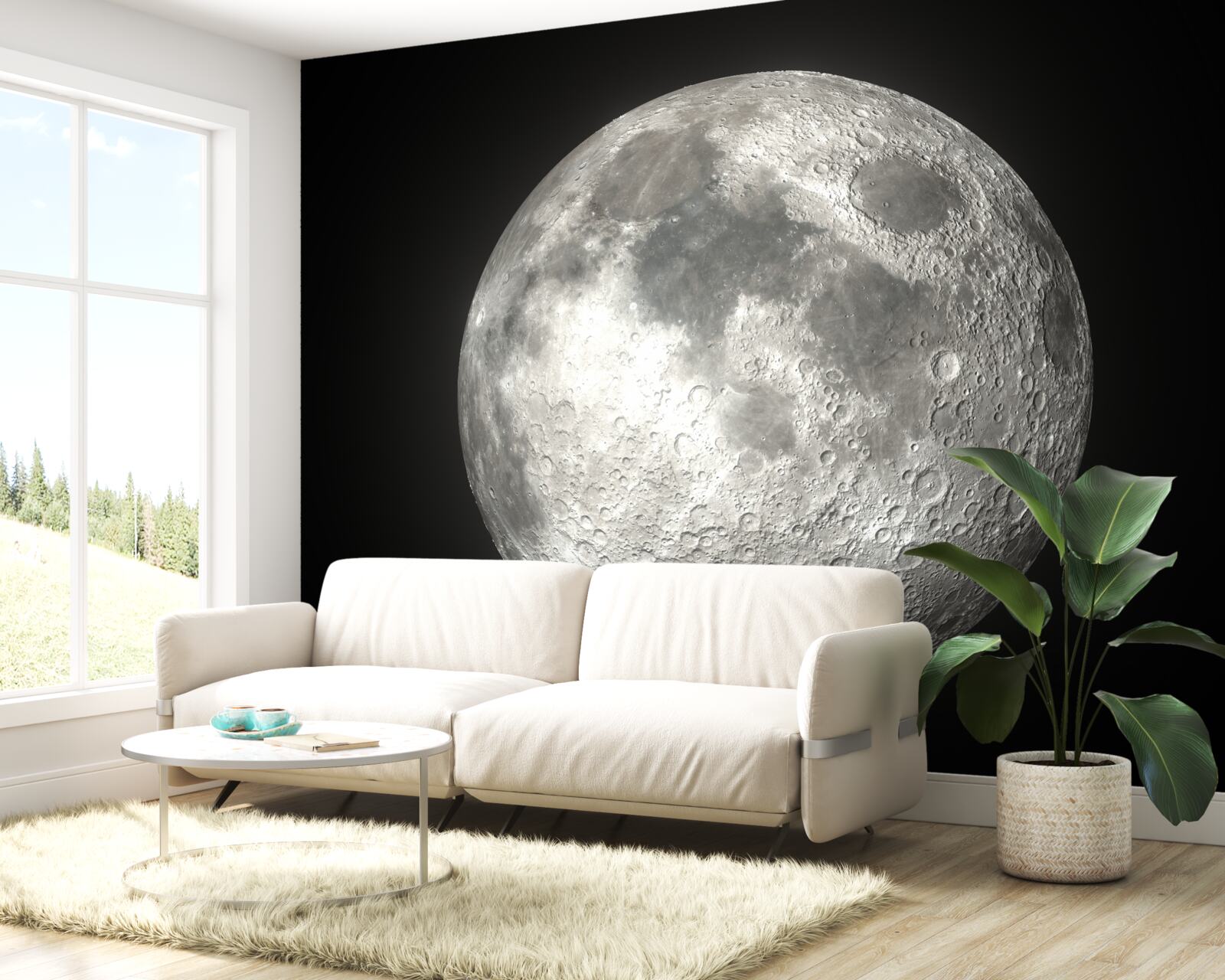 Fototapet fundalul negru este decorat cu o lună plină de neegalat