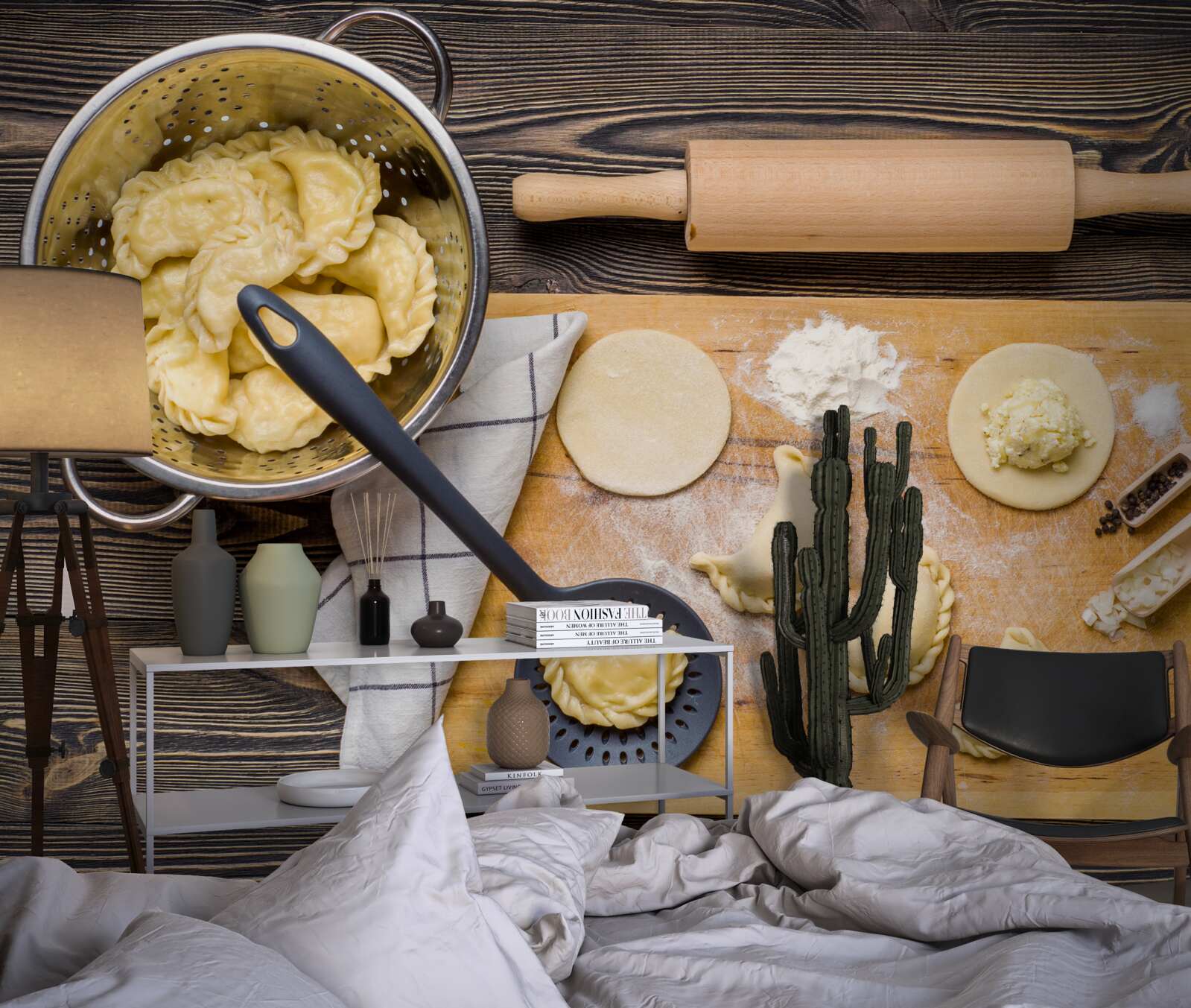 Fototapet procesul atent de pregătire a găluștelor