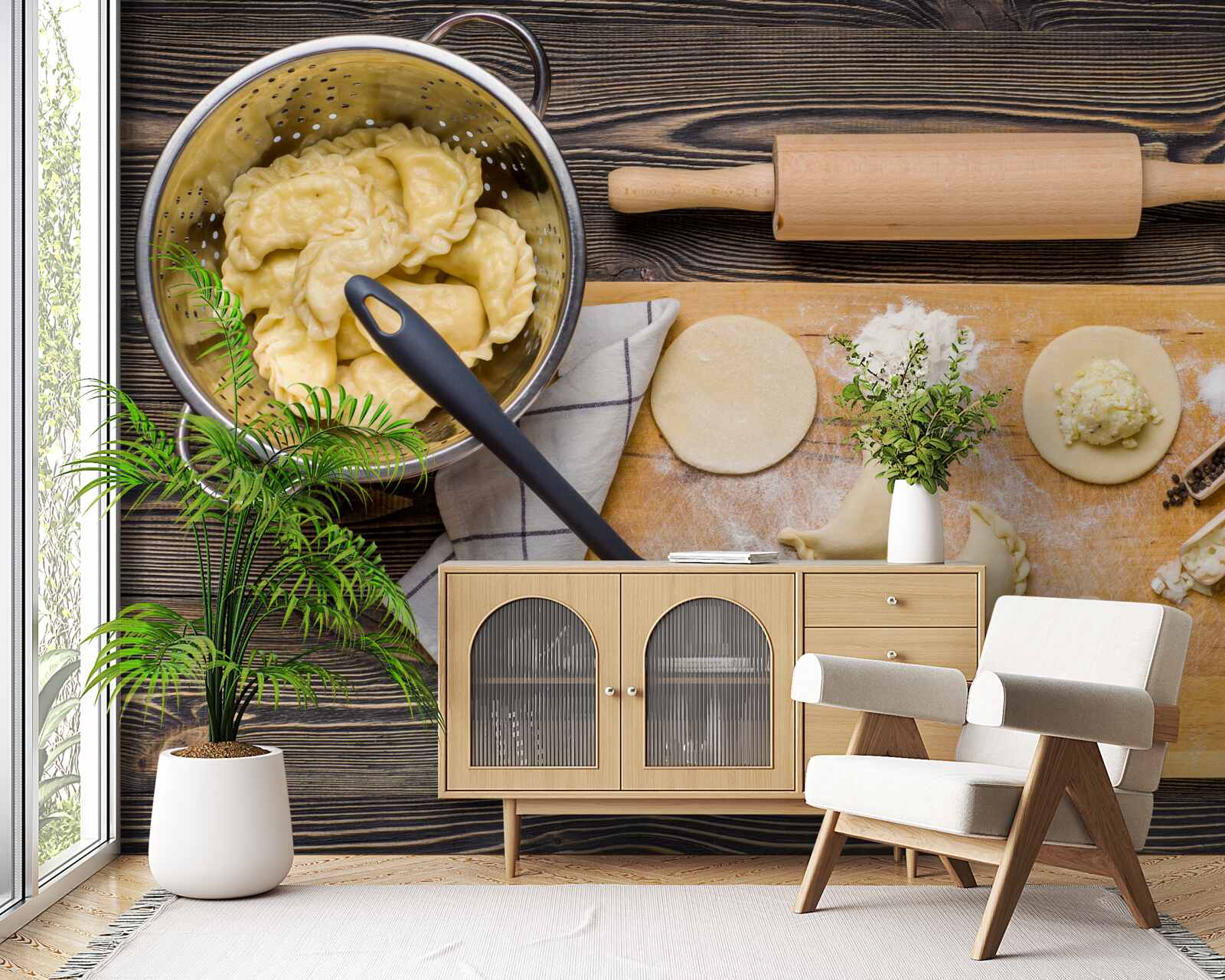 Fototapet procesul atent de pregătire a găluștelor