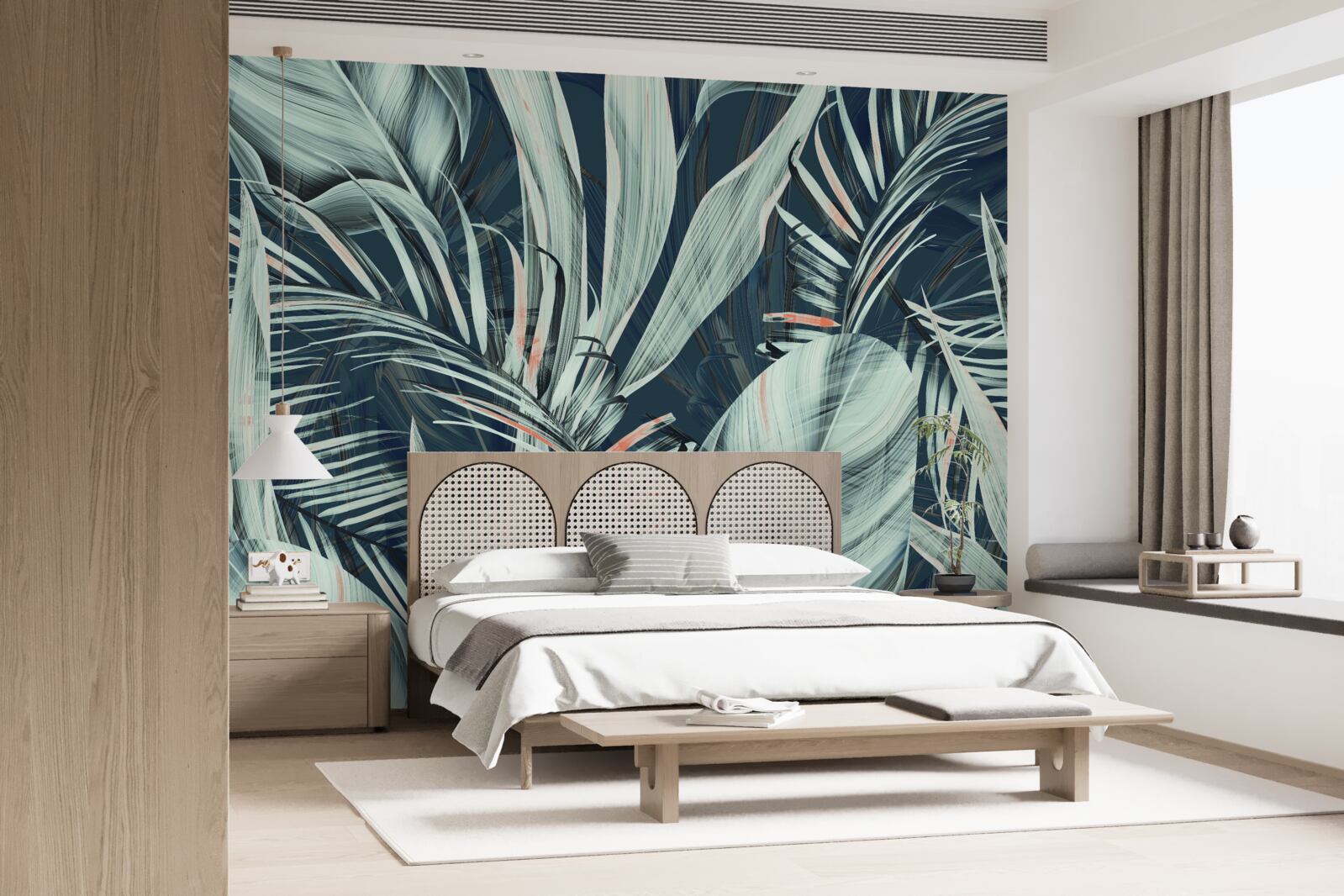 Fototapet seara petale de ferigă albă