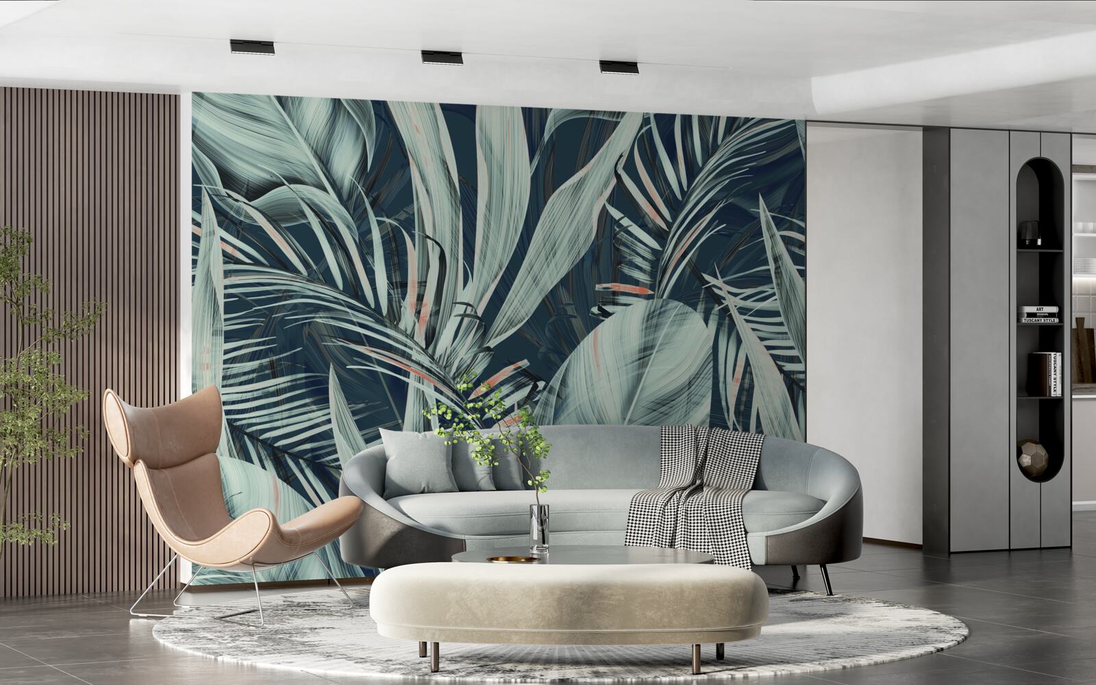 Fototapet seara petale de ferigă albă