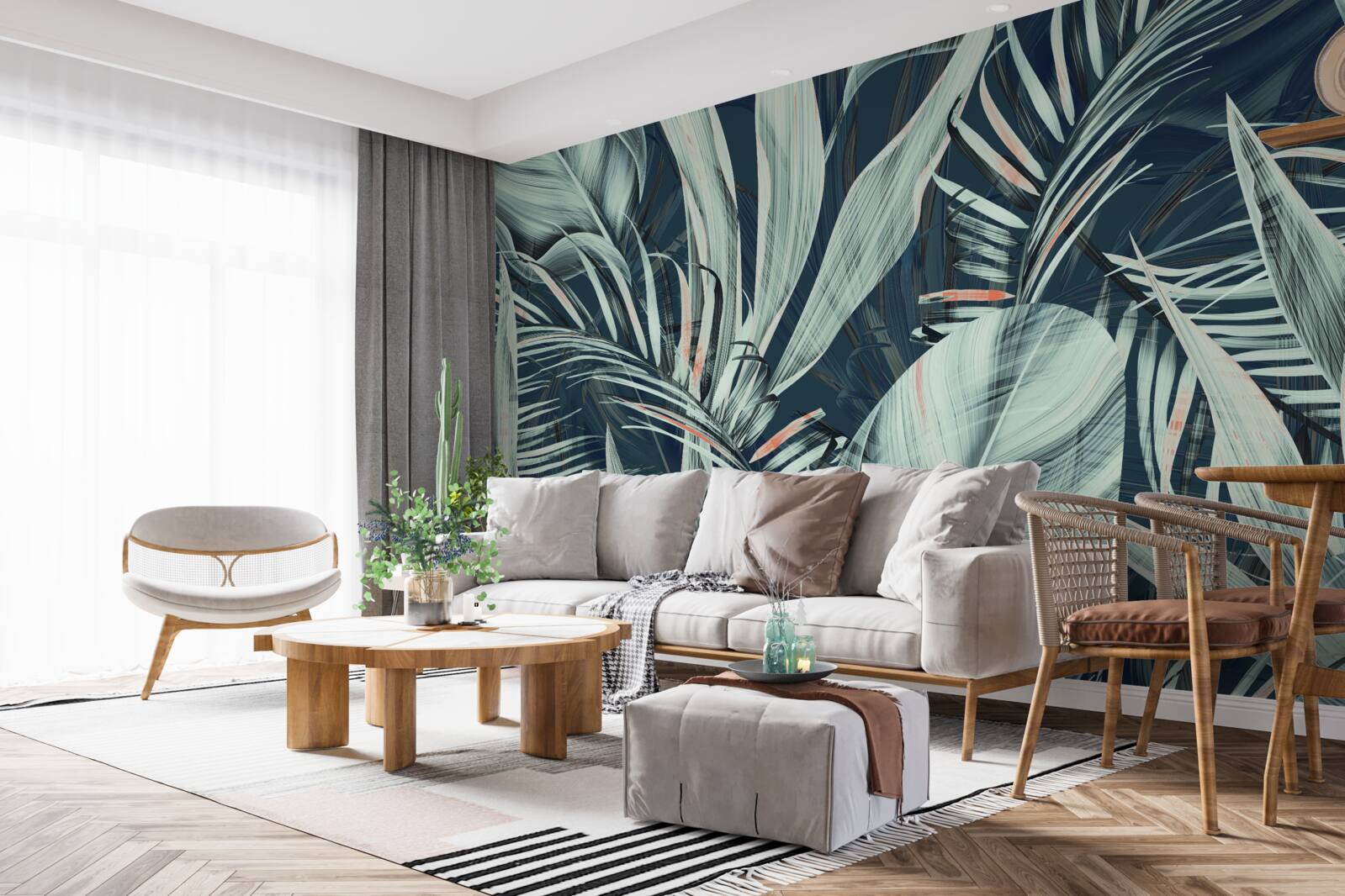 Fototapet seara petale de ferigă albă