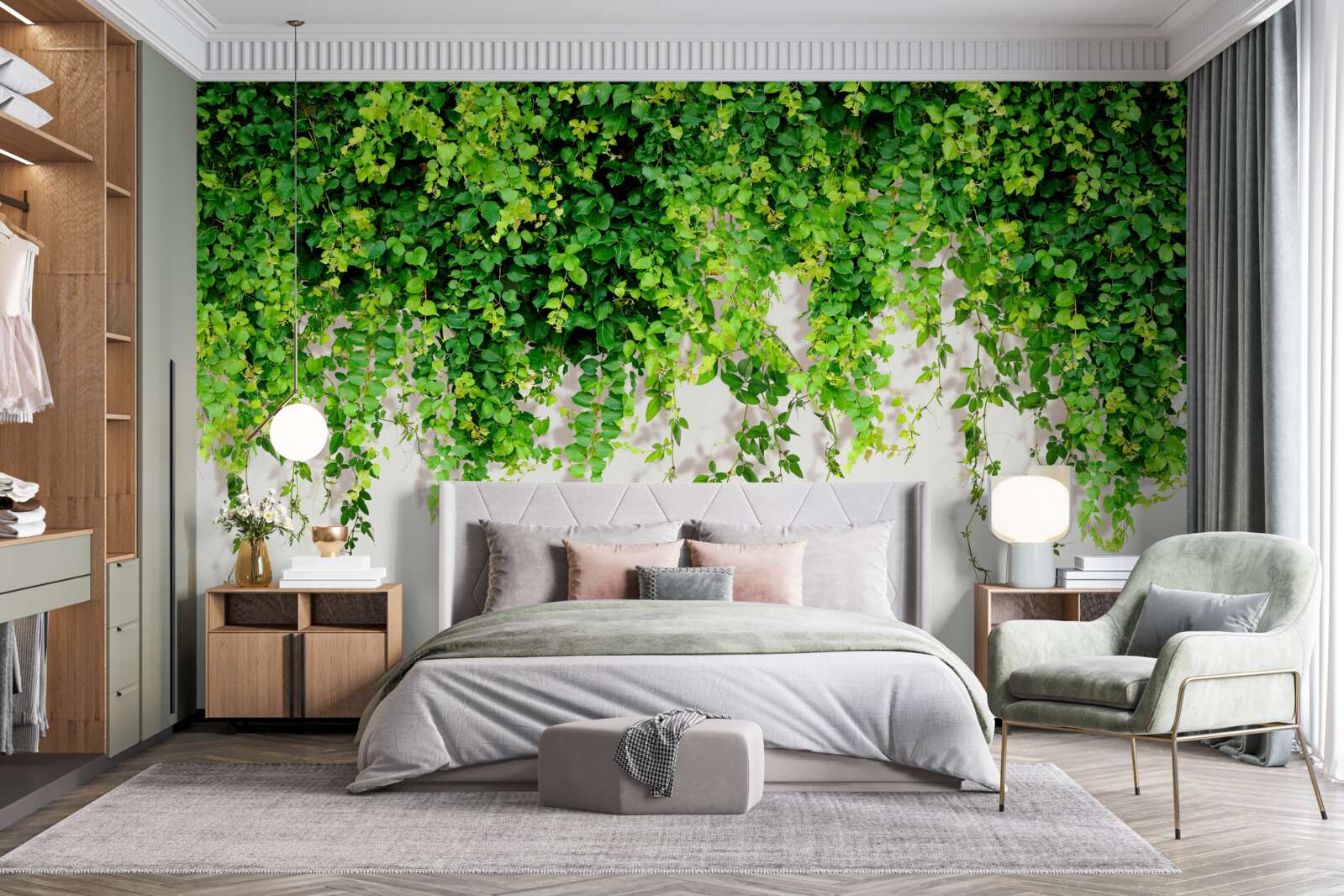 Fototapet plantele suspendate sunt verde deschis