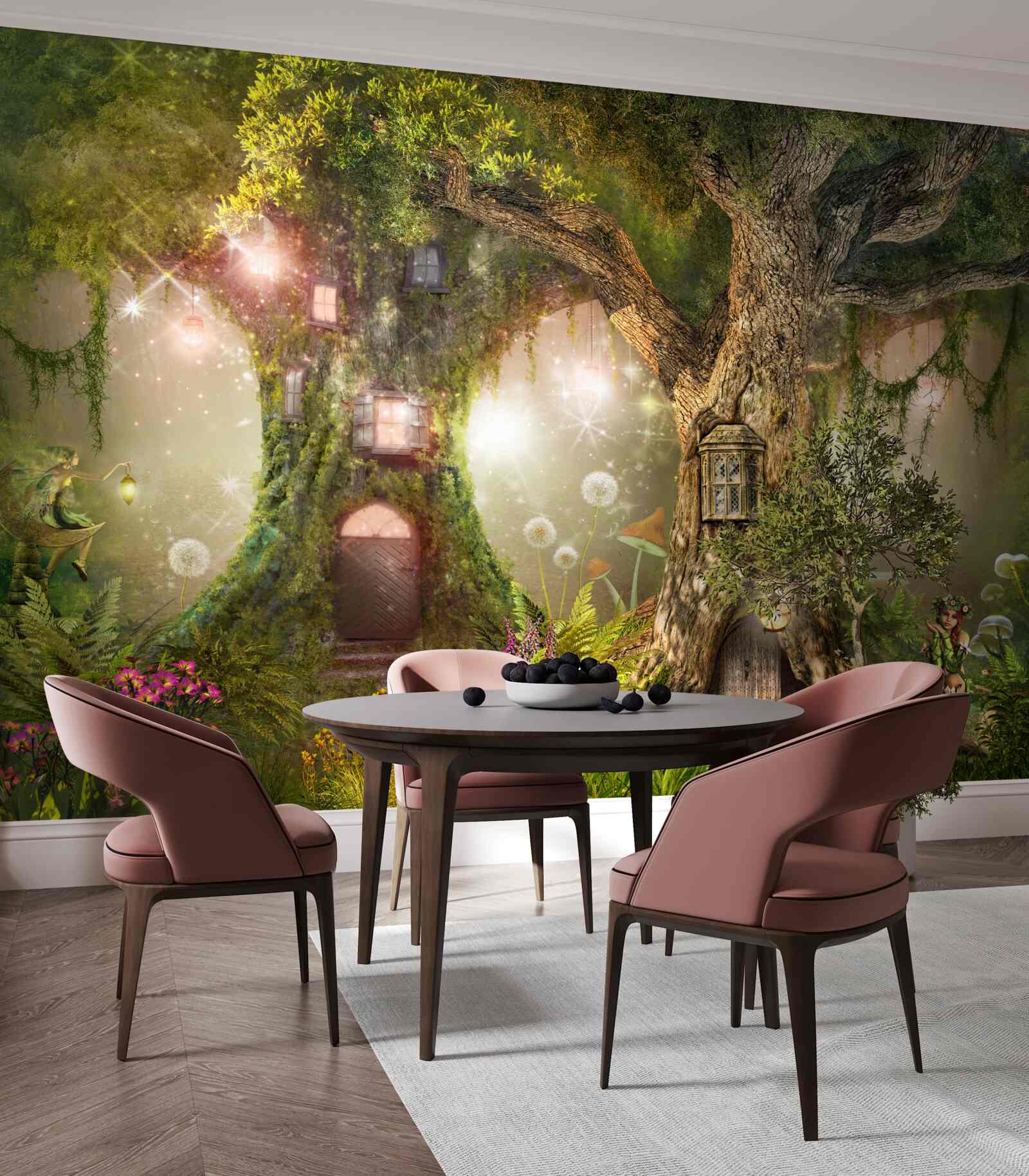 Fototapet locuitorii mitici ai tufișului verde