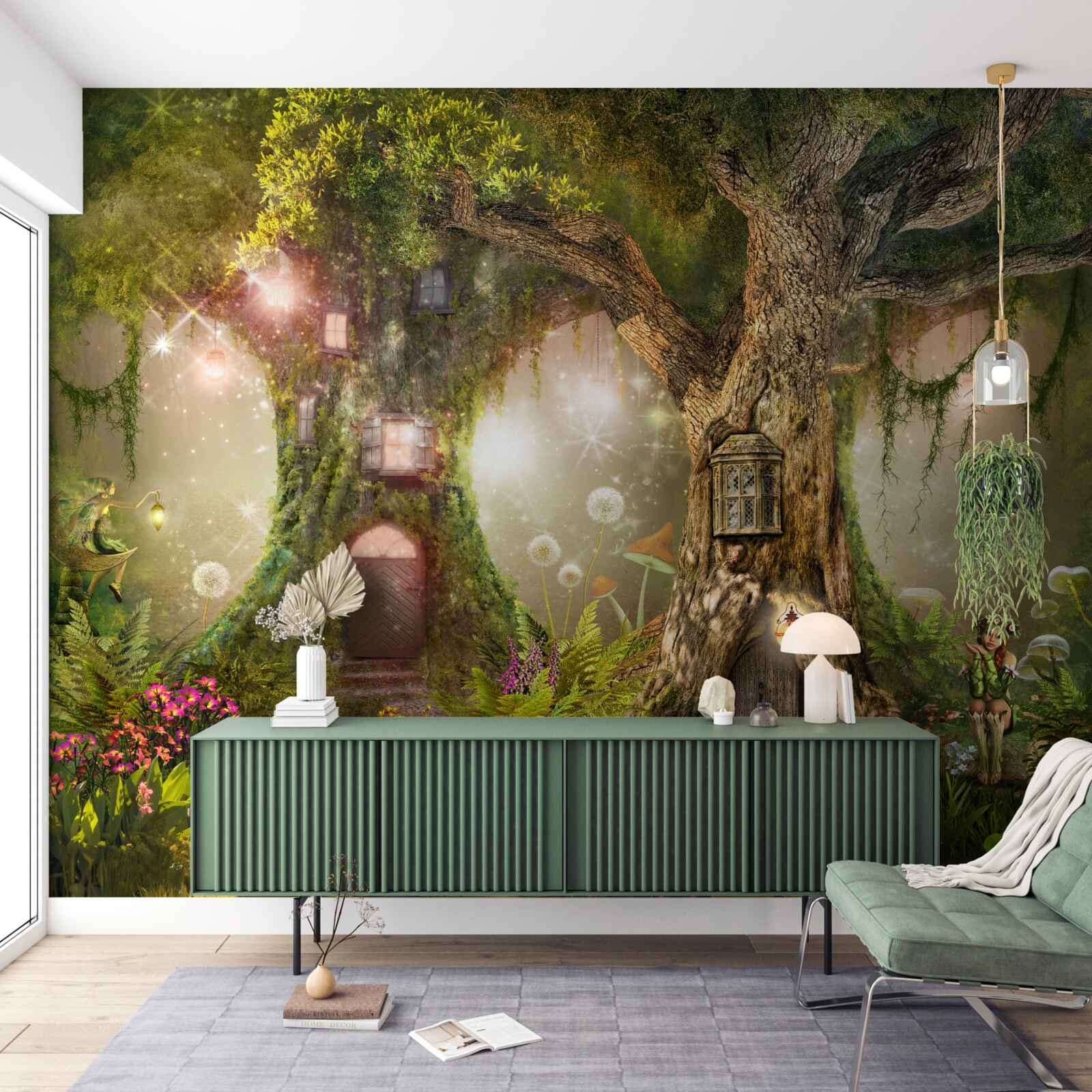 Fototapet locuitorii mitici ai tufișului verde