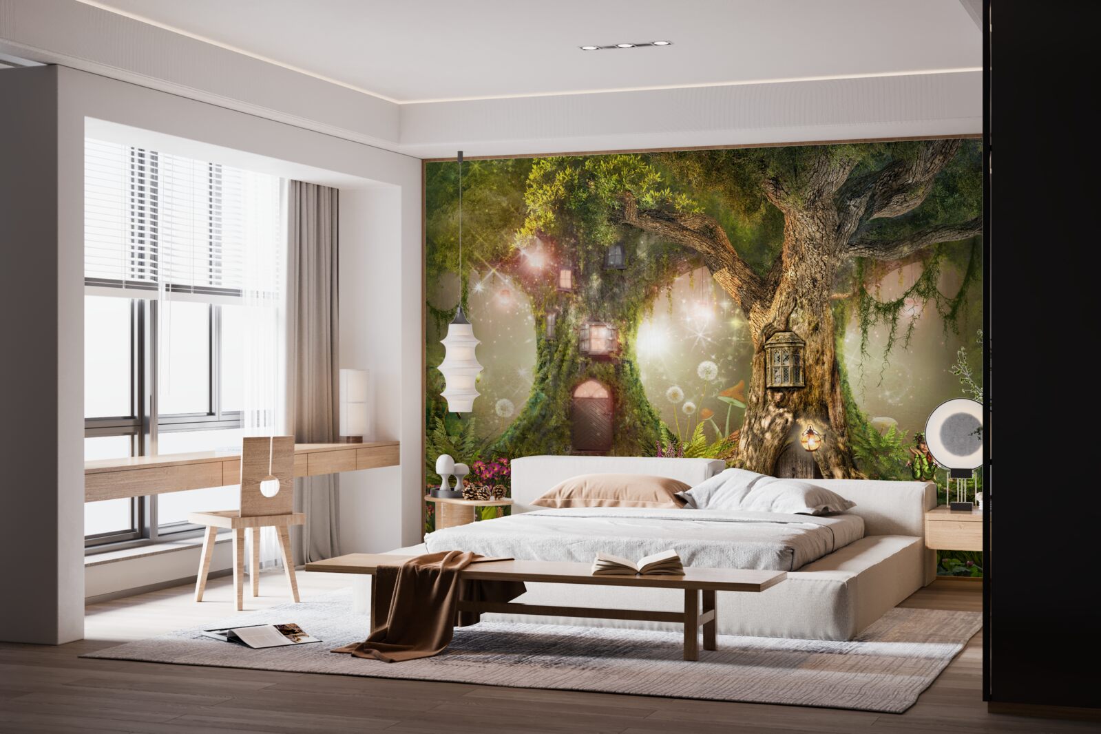 Fototapet locuitorii mitici ai tufișului verde