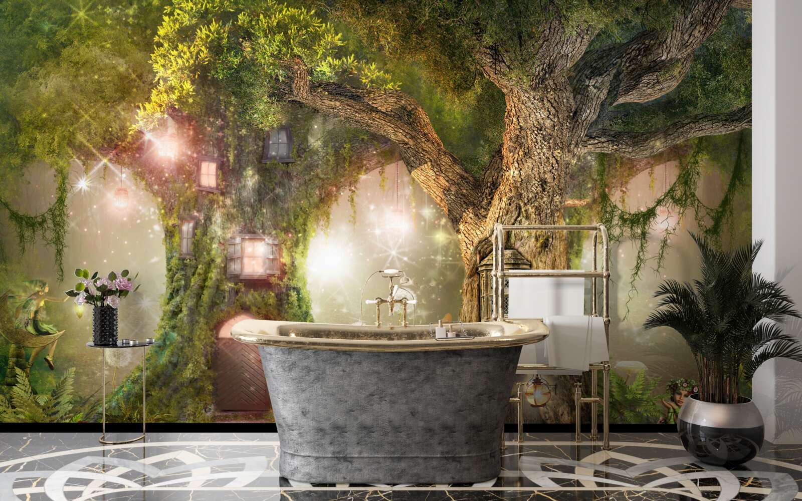 Fototapet locuitorii mitici ai tufișului verde