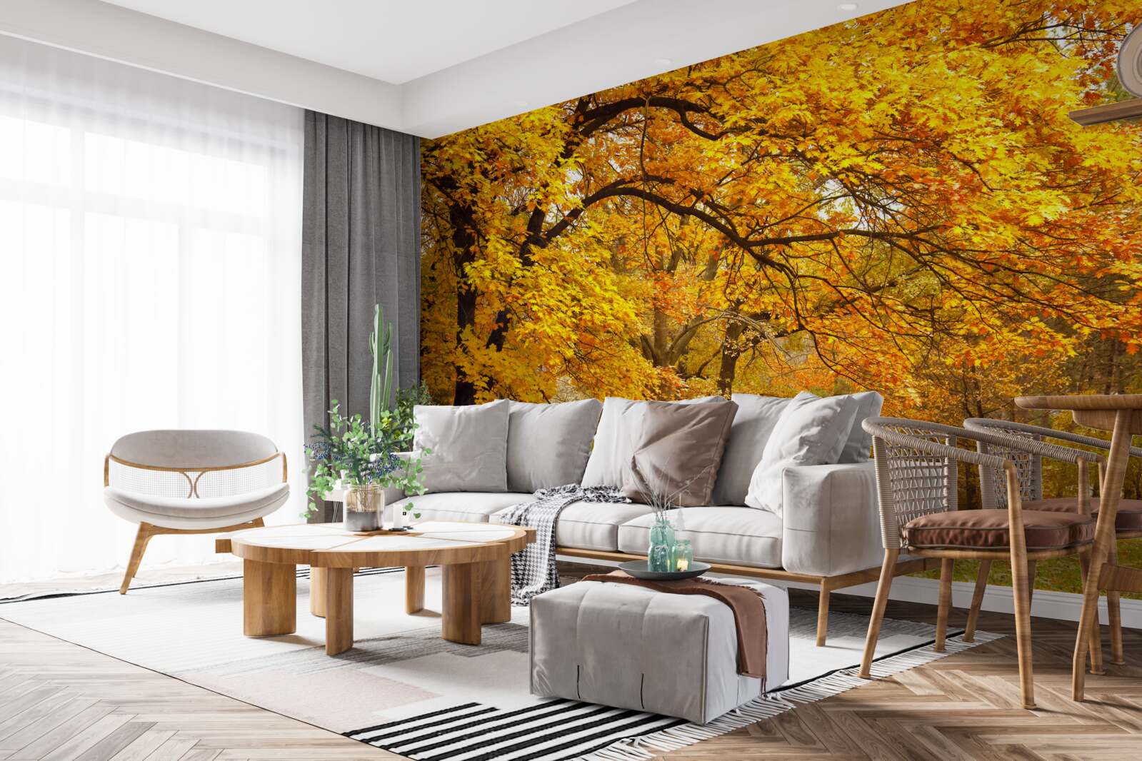 Fototapet toamna în costumul ei galben a intrat în pădure