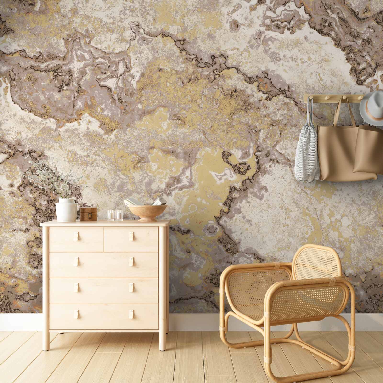 Fototapet valuri delicate de marmură maro deschis