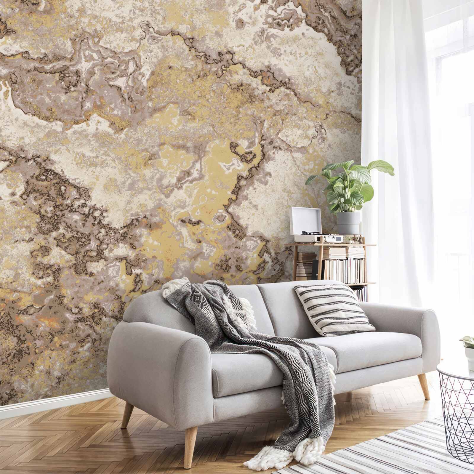 Fototapet valuri delicate de marmură maro deschis