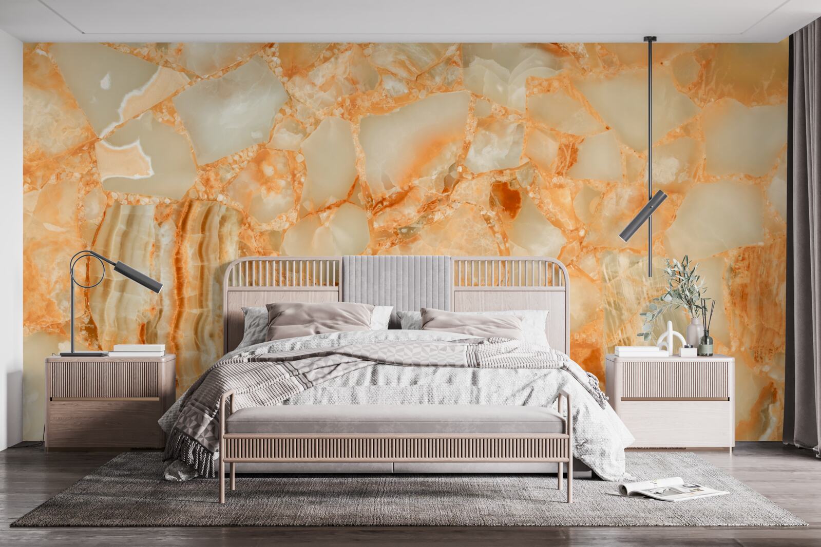 Fototapet nuanțe de chihlimbar în picăturile de pe piatră