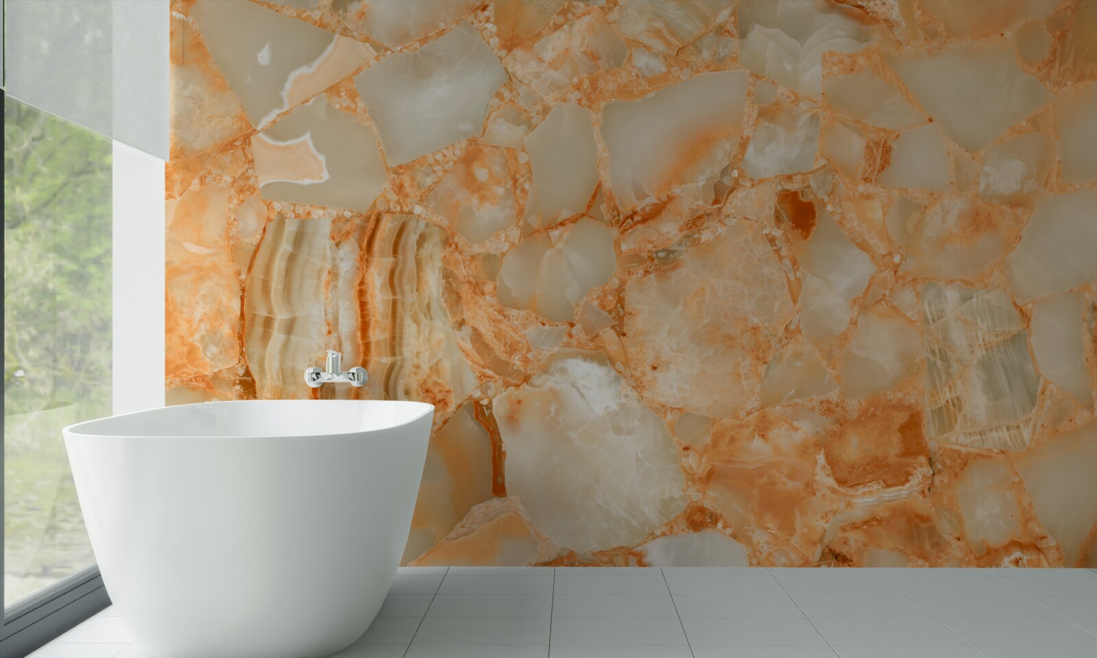 Fototapet nuanțe de chihlimbar în picăturile de pe piatră