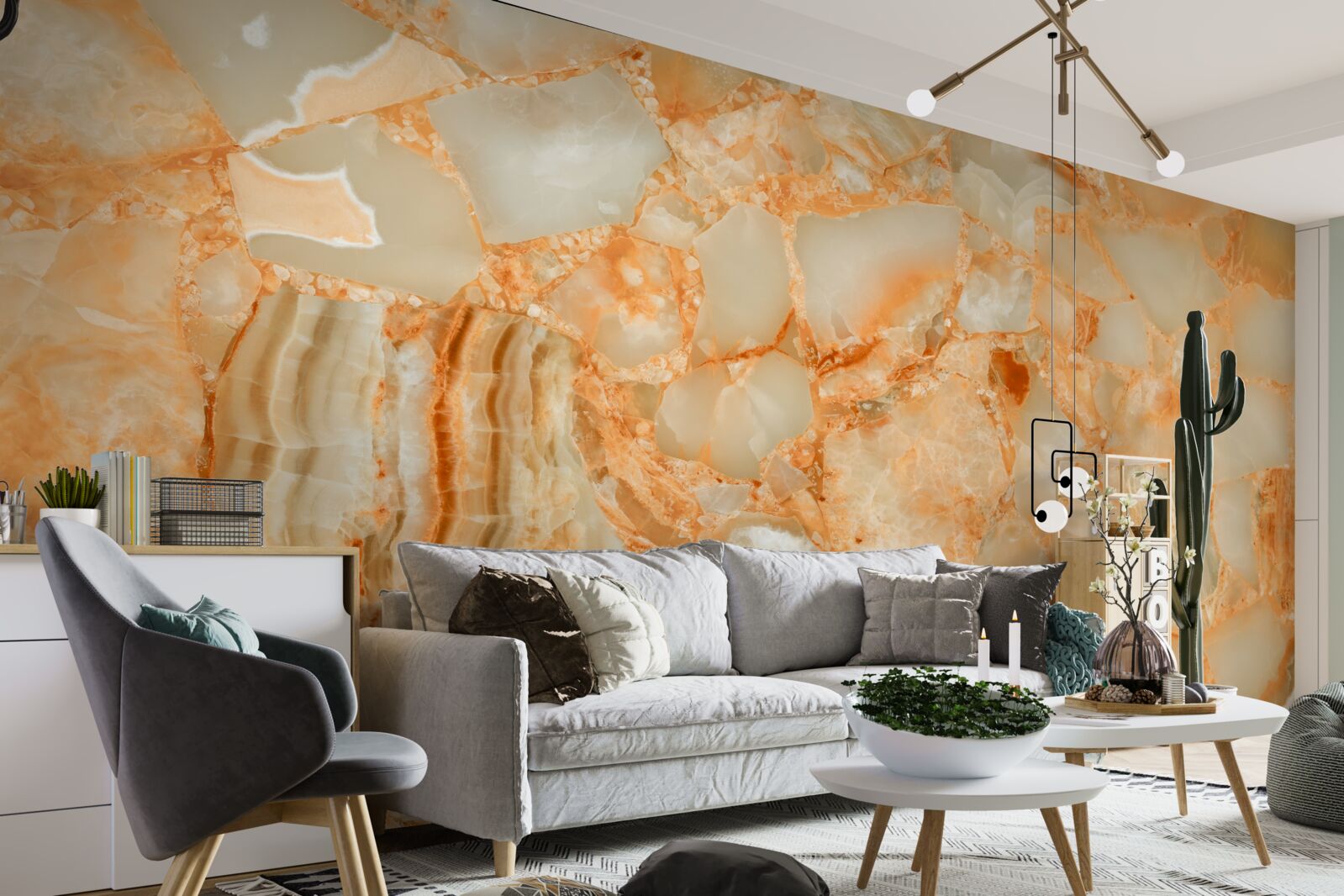 Fototapet nuanțe de chihlimbar în picăturile de pe piatră