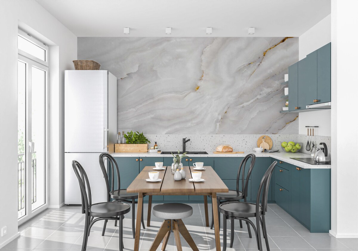 Fototapet valuri de lumină pe marmură albă ca zăpada