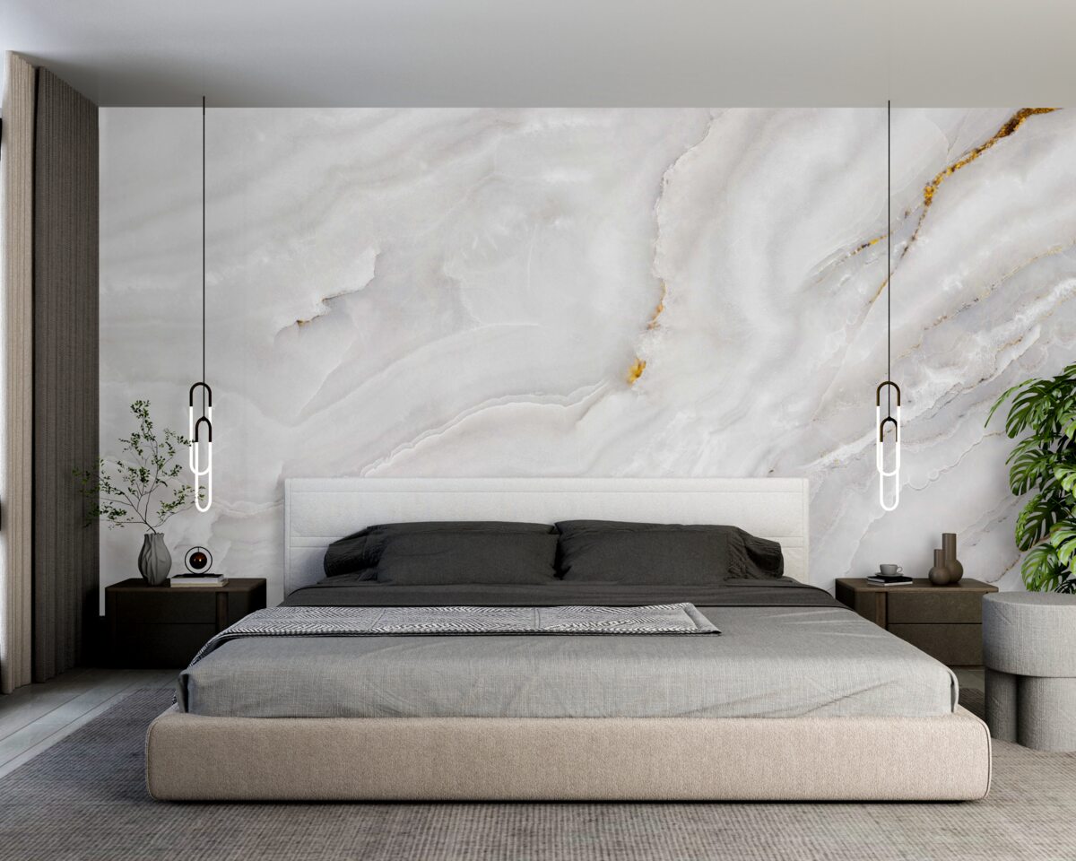 Fototapet valuri de lumină pe marmură albă ca zăpada