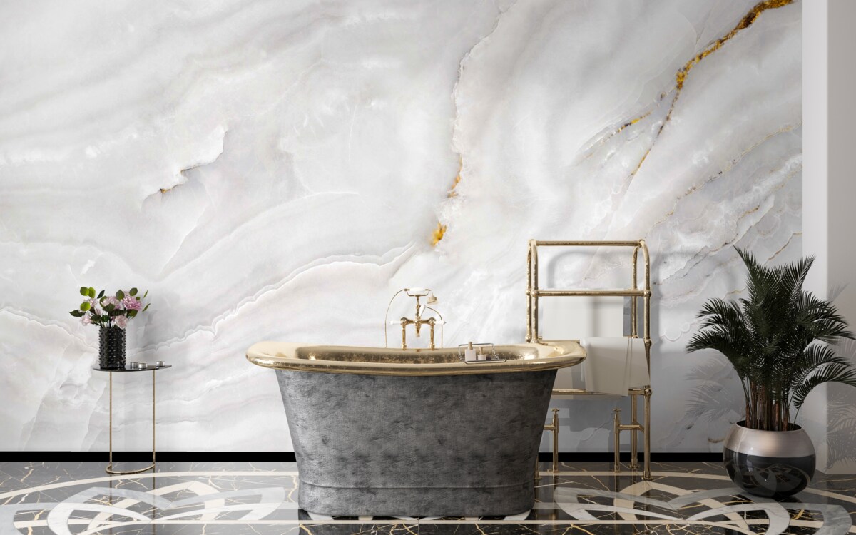 Fototapet valuri de lumină pe marmură albă ca zăpada