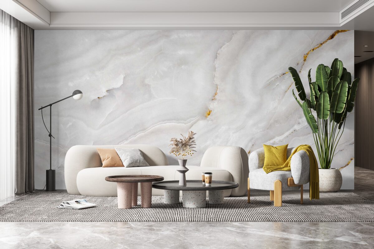 Fototapet valuri de lumină pe marmură albă ca zăpada