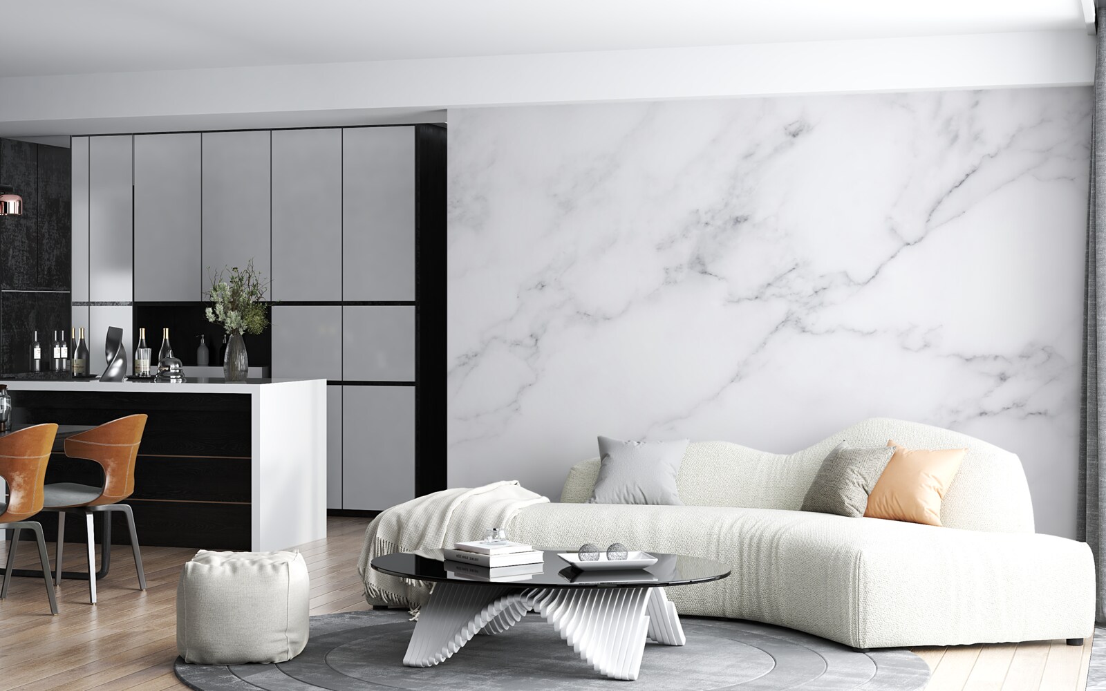 Fototapet Albă ca zăpada și ceață argintie