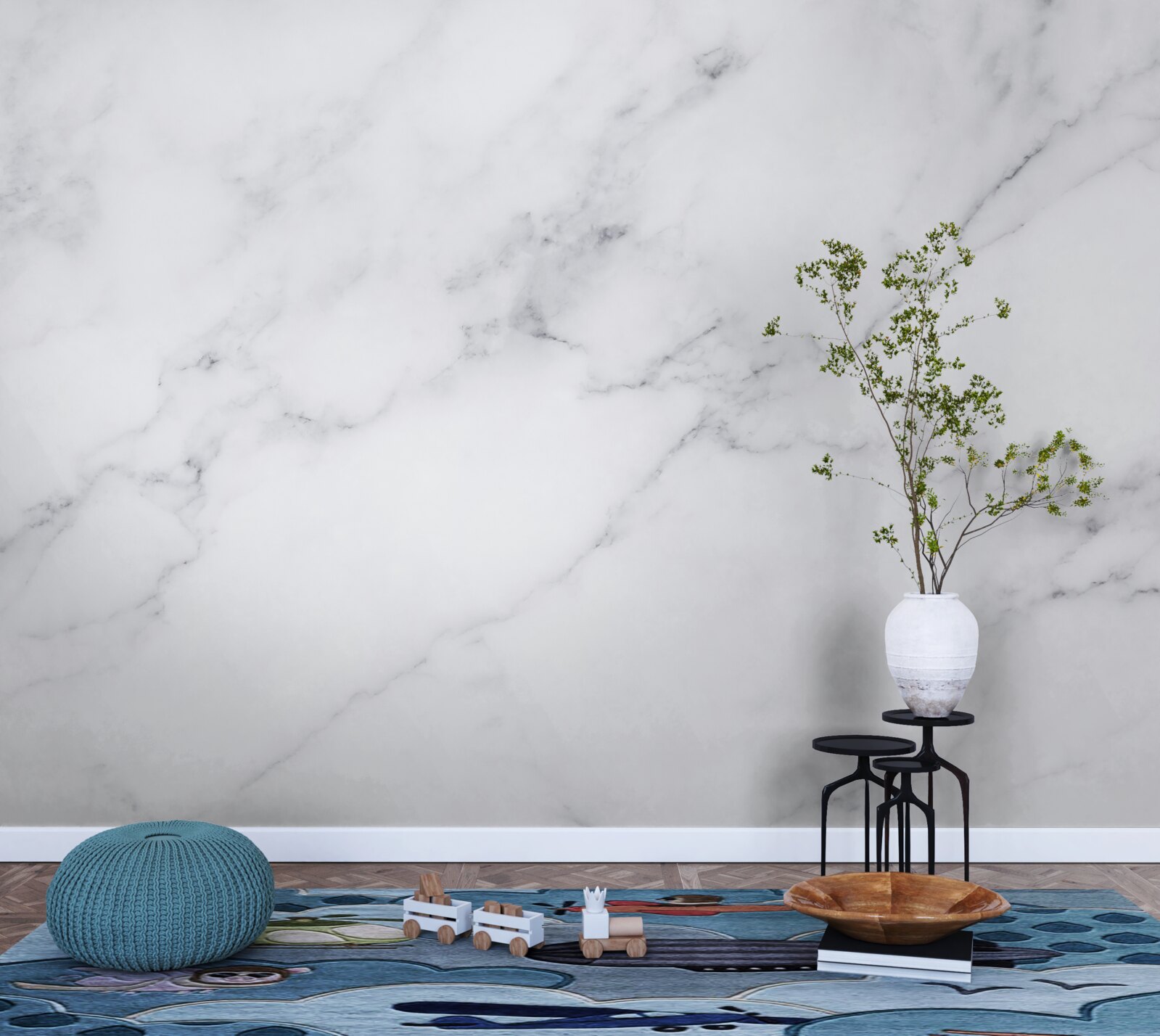 Fototapet Albă ca zăpada și ceață argintie