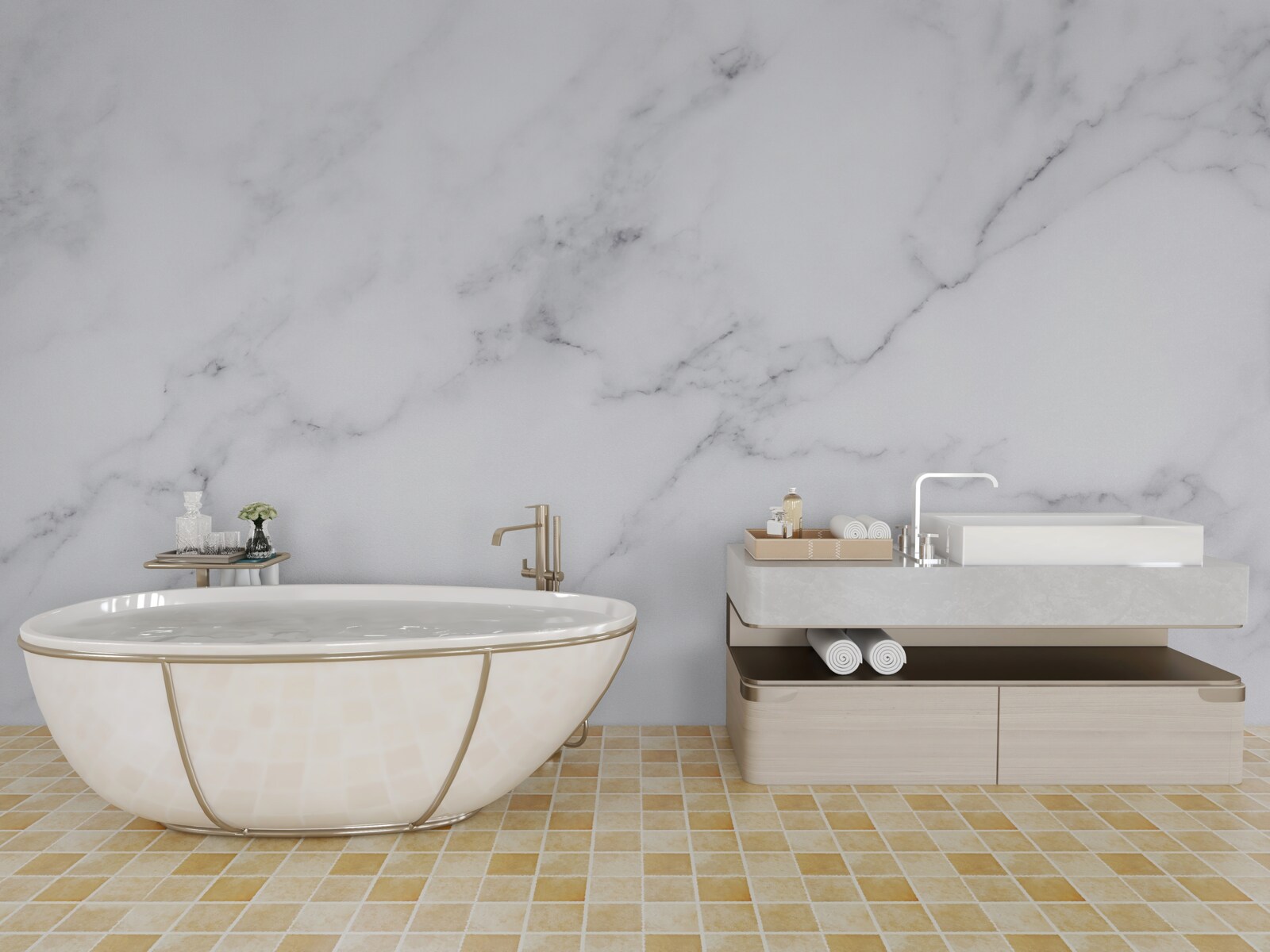 Fototapet Albă ca zăpada și ceață argintie