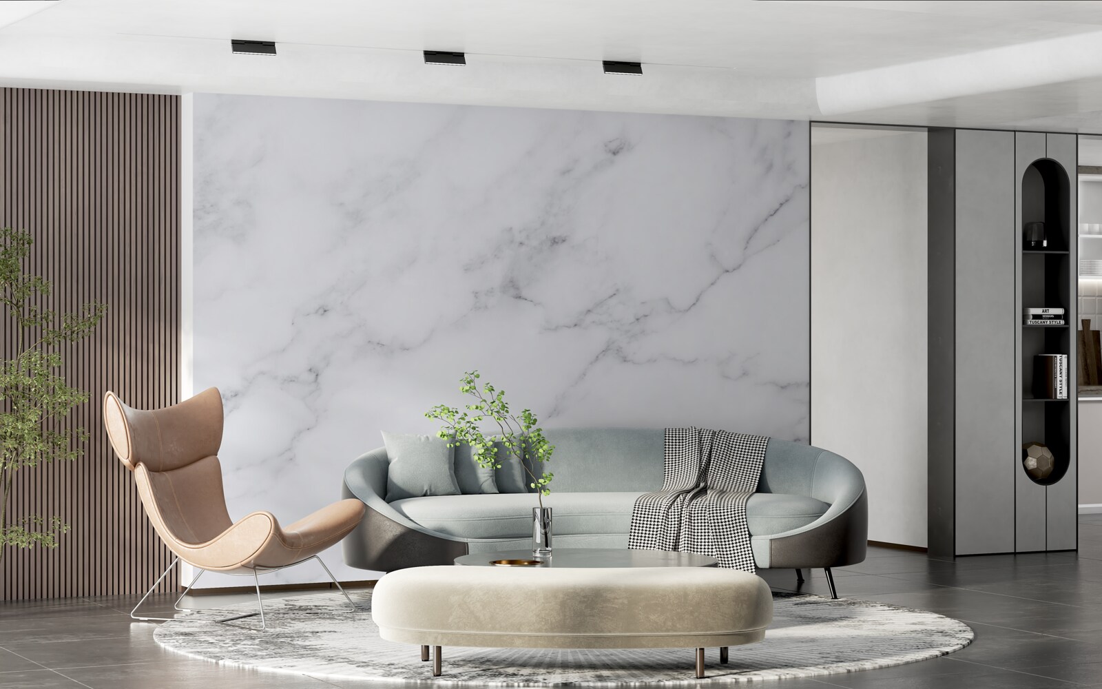 Fototapet Albă ca zăpada și ceață argintie