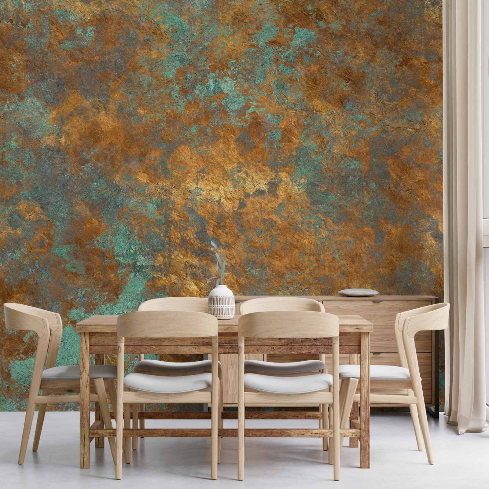 Fototapet reflexii de bronz cu nuanțe de turcoaz