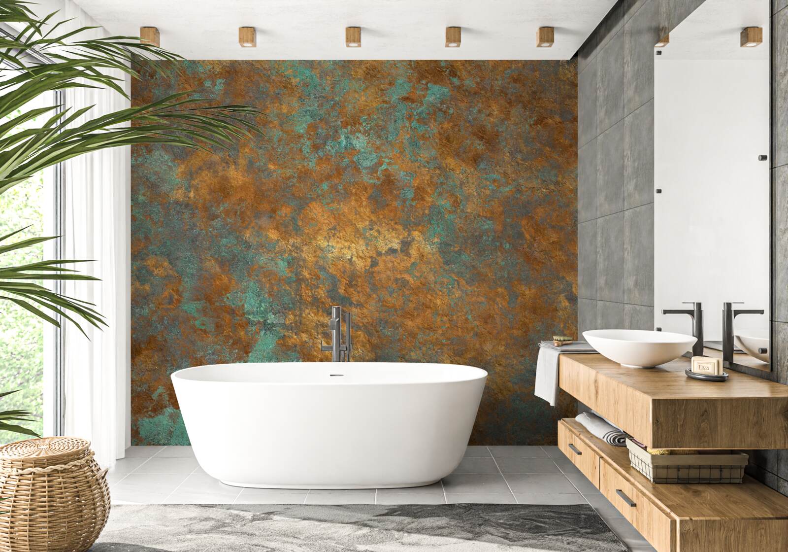 Fototapet reflexii de bronz cu nuanțe de turcoaz