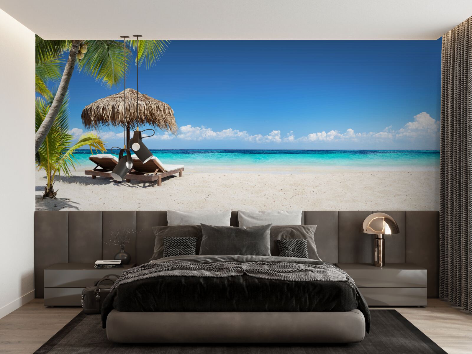 Fototapet Paturi de plajă cu șezlonguri