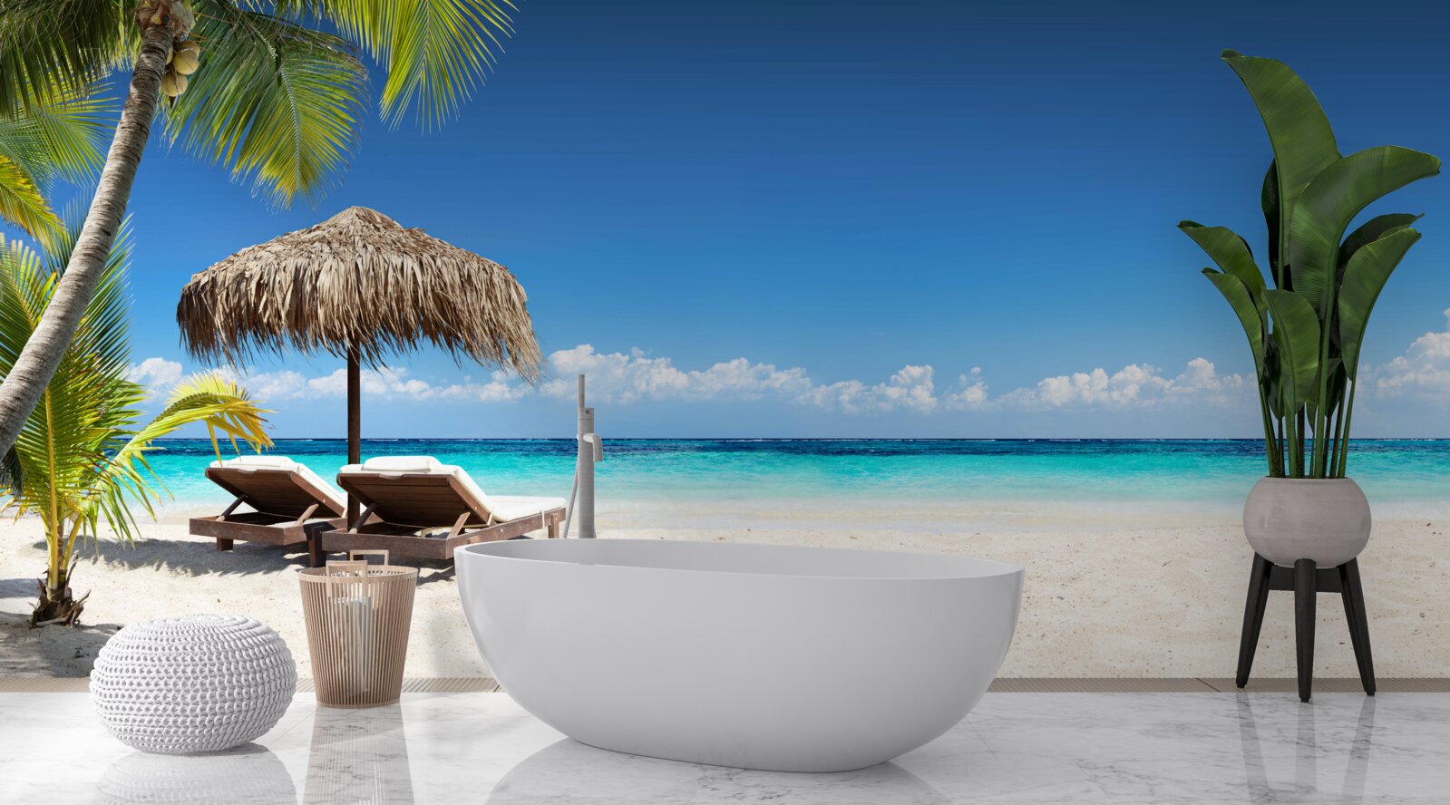 Fototapet Paturi de plajă cu șezlonguri