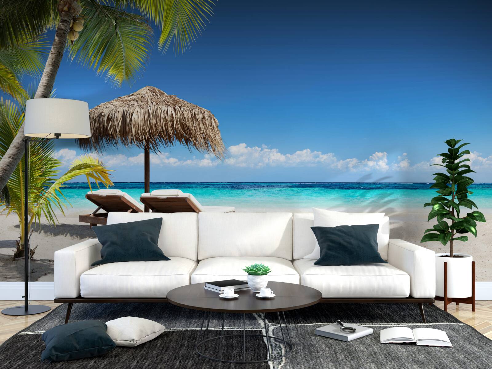 Fototapet Paturi de plajă cu șezlonguri